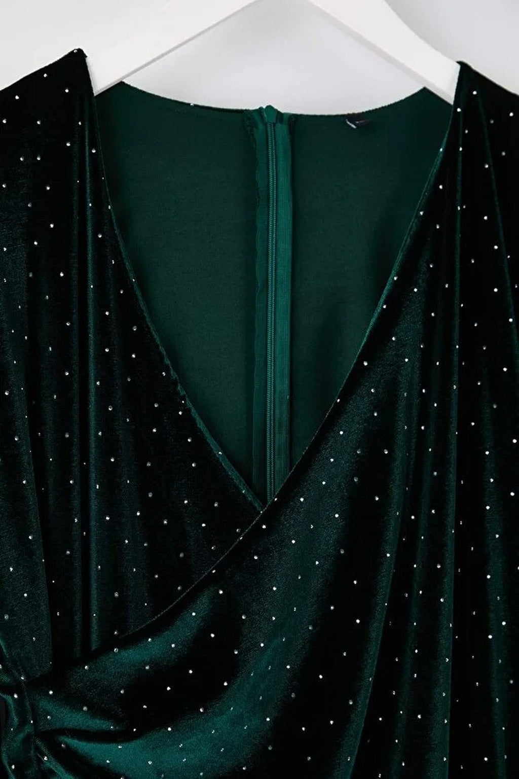 V-Neck Midi Embellished Velvet Knit Plus Size Dress