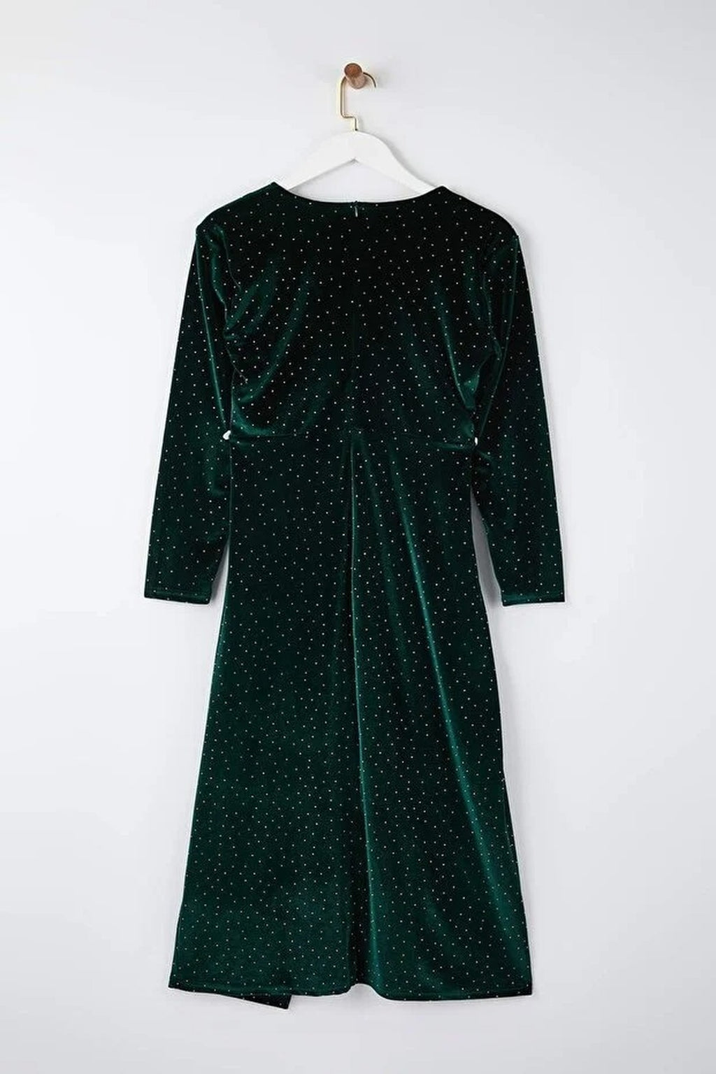 V-Neck Midi Embellished Velvet Knit Plus Size Dress