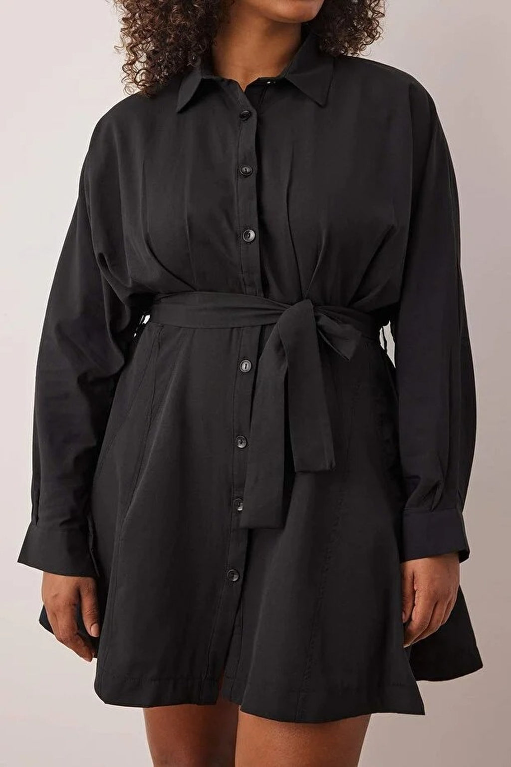 Mini Woven Belted Plus Size Shirt Dress