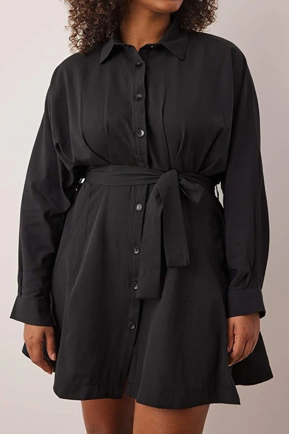 Mini Woven Belted Plus Size Shirt Dress
