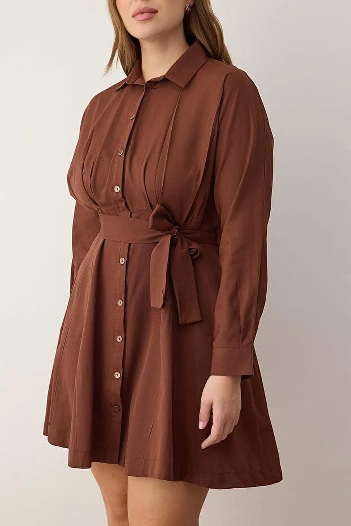 Mini Woven Belted Plus Size Shirt Dress