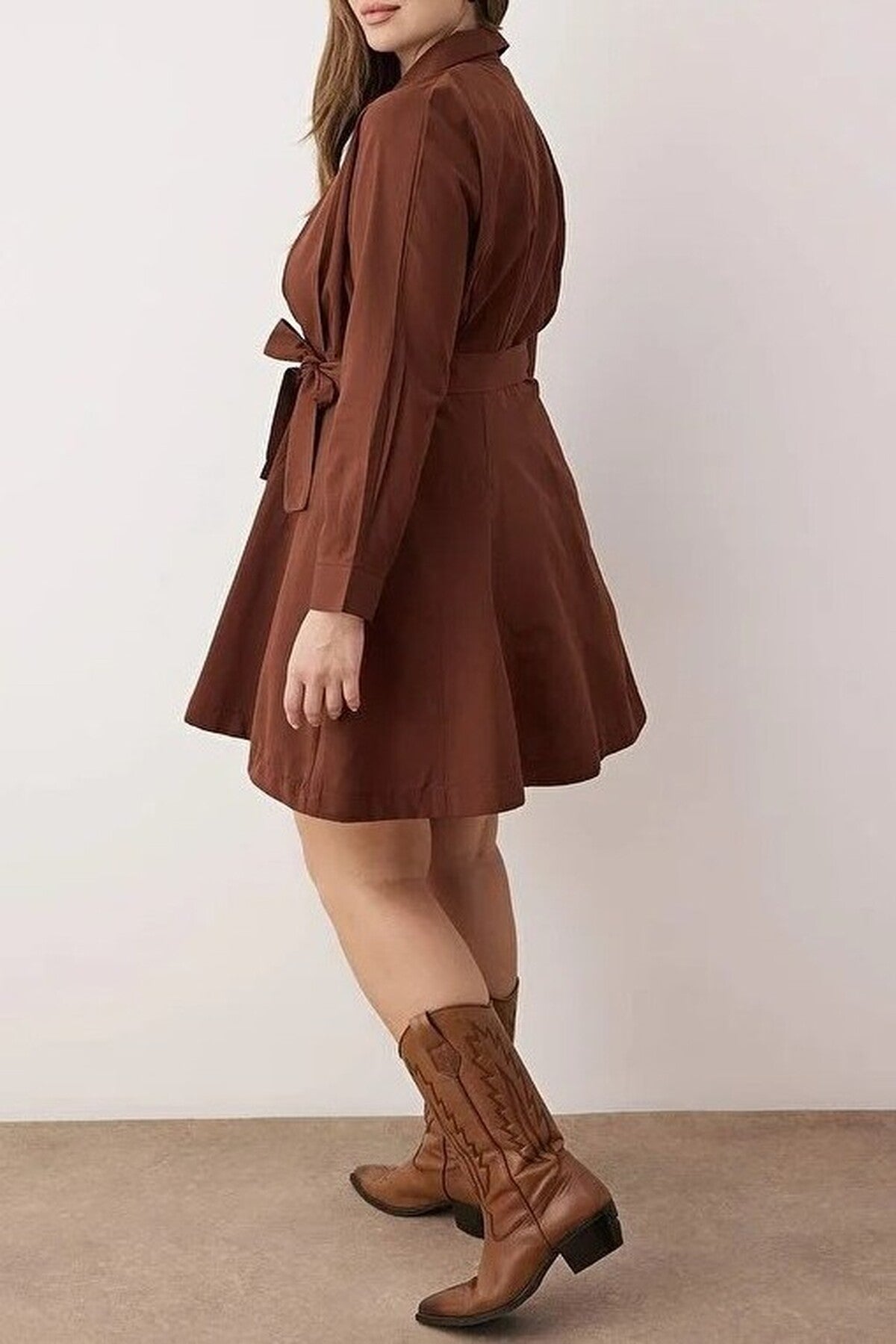 Mini Woven Belted Plus Size Shirt Dress