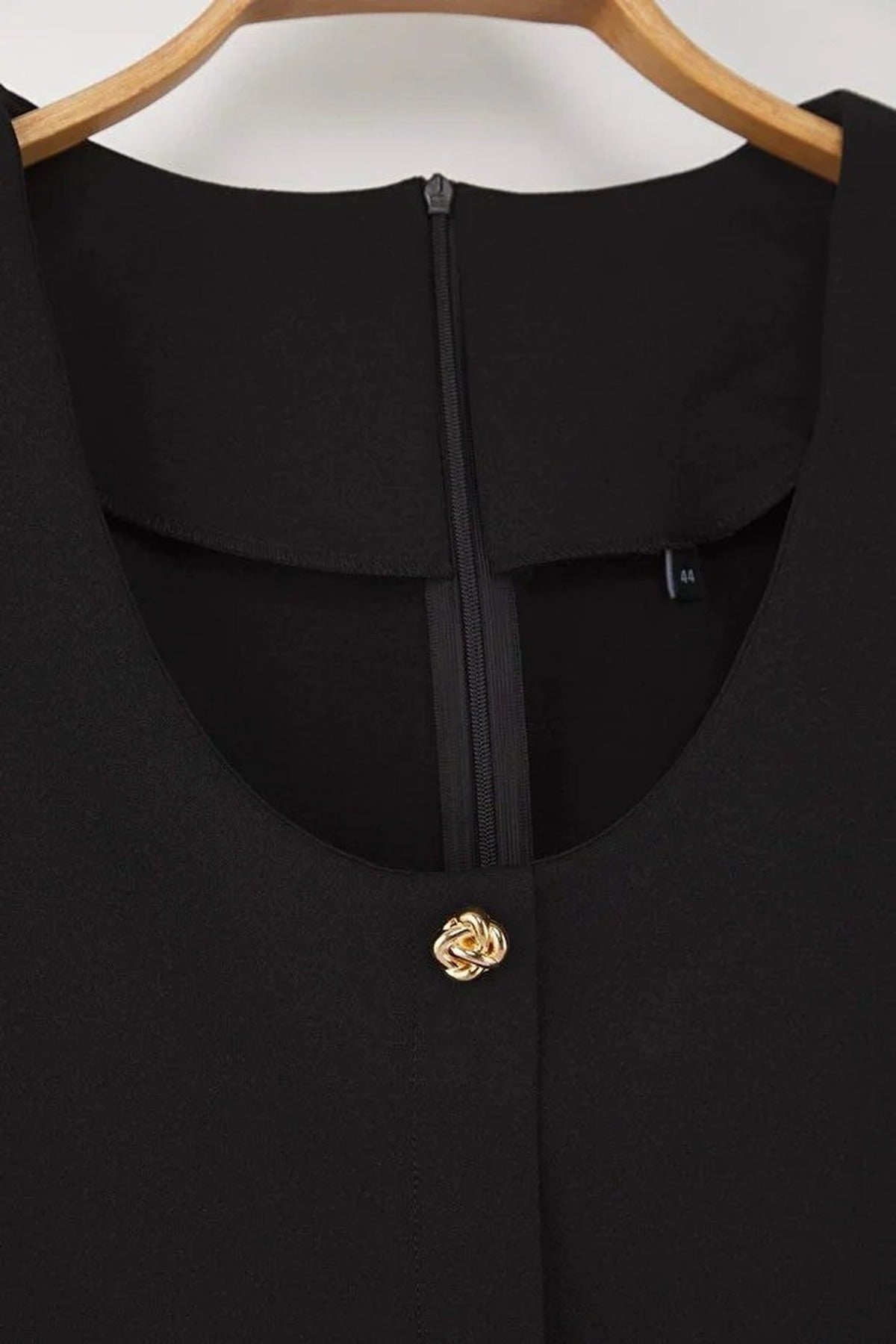 Pool Neck Button Detail Long Sleeve Mini Woven Plus Size Dress
