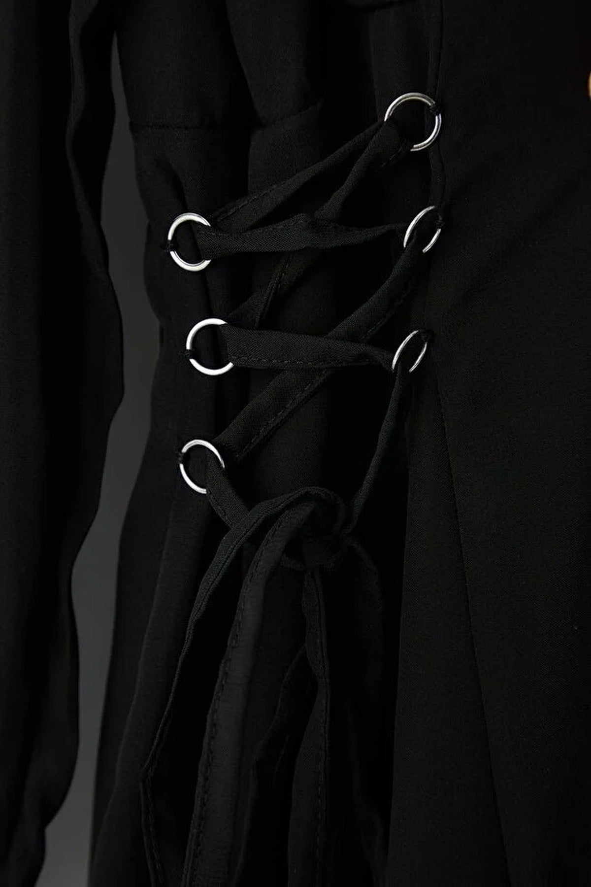 Chiffon Woven Dress with Eyelet Detail and Button Closure