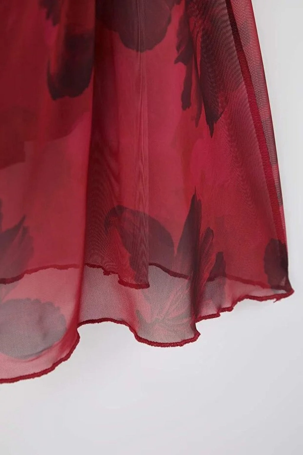 Floral Pattern A-Line Tulle Knit Plus Size Dress