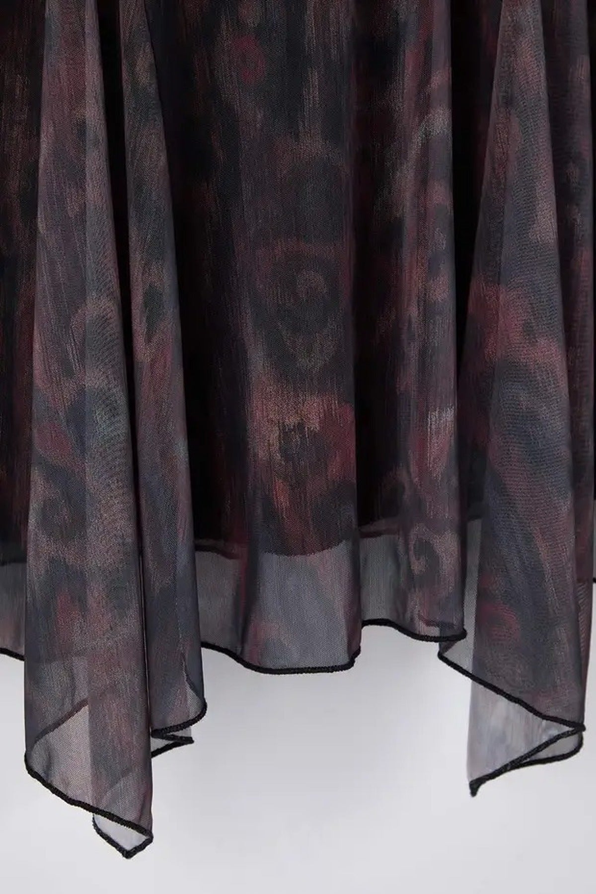 Patterned Asymmetrical Tulle Knit Plus Size Dress