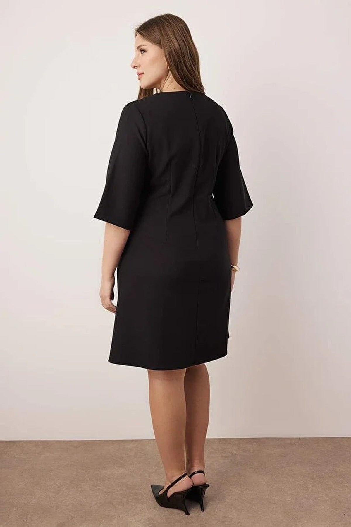 Mini Woven Plus Size Dress with Gold Buttons