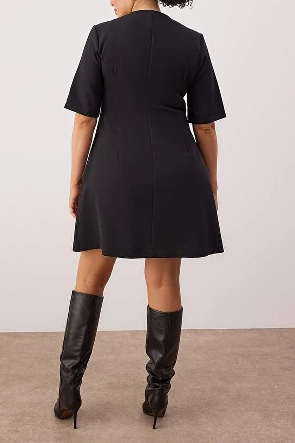 Buttoned Mini Woven Plus Size Dress