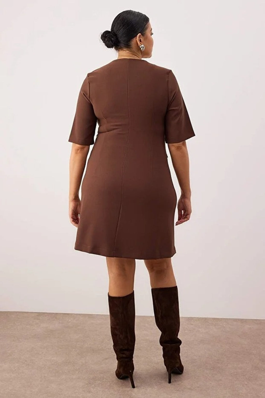 Buttoned Mini Woven Plus Size Dress
