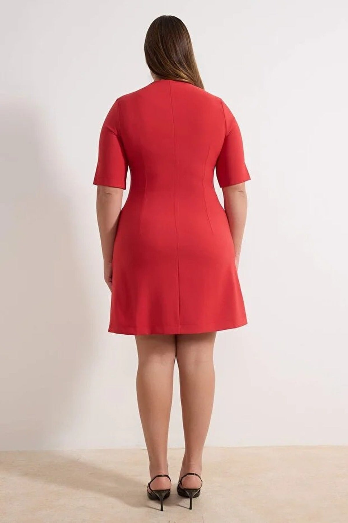 Buttoned Mini Woven Plus Size Dress