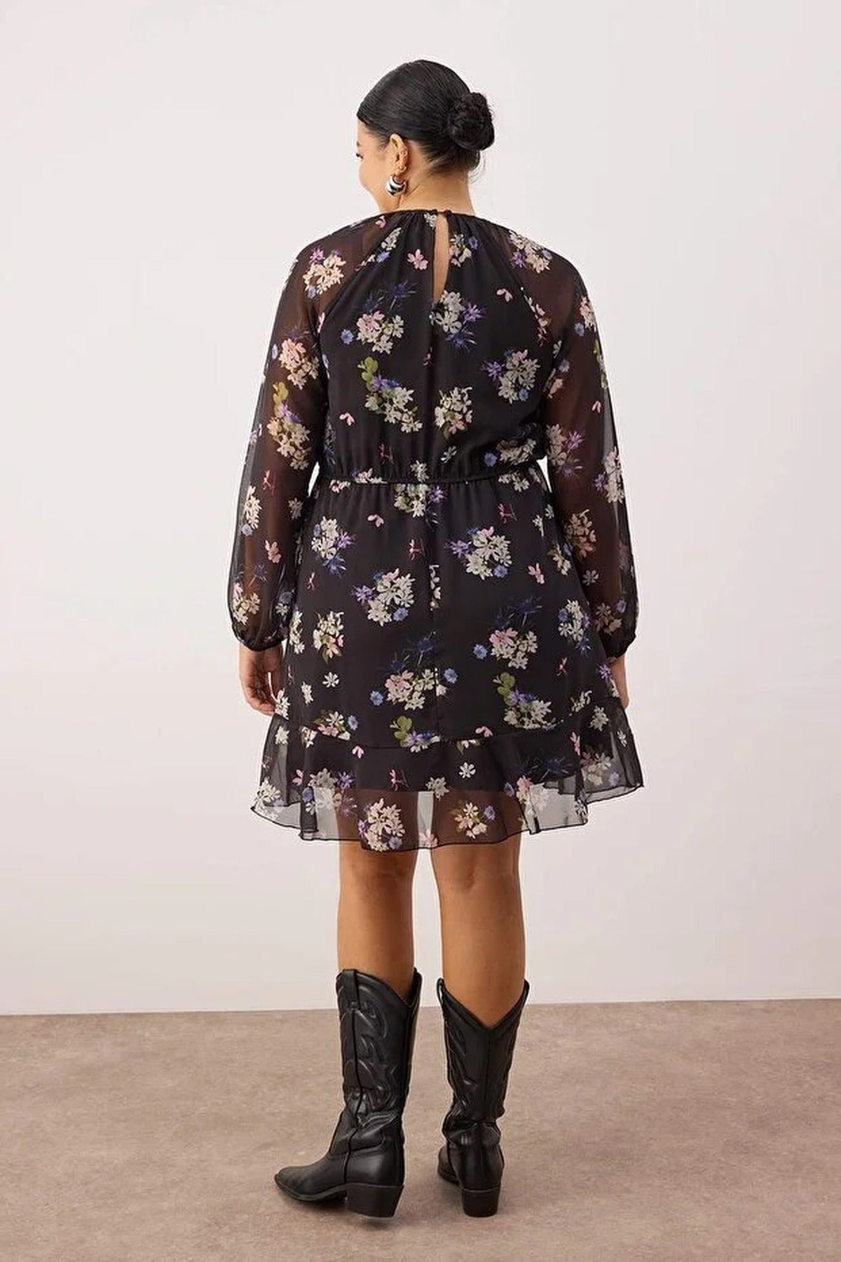 Floral Chiffon Woven Plus Size Dress