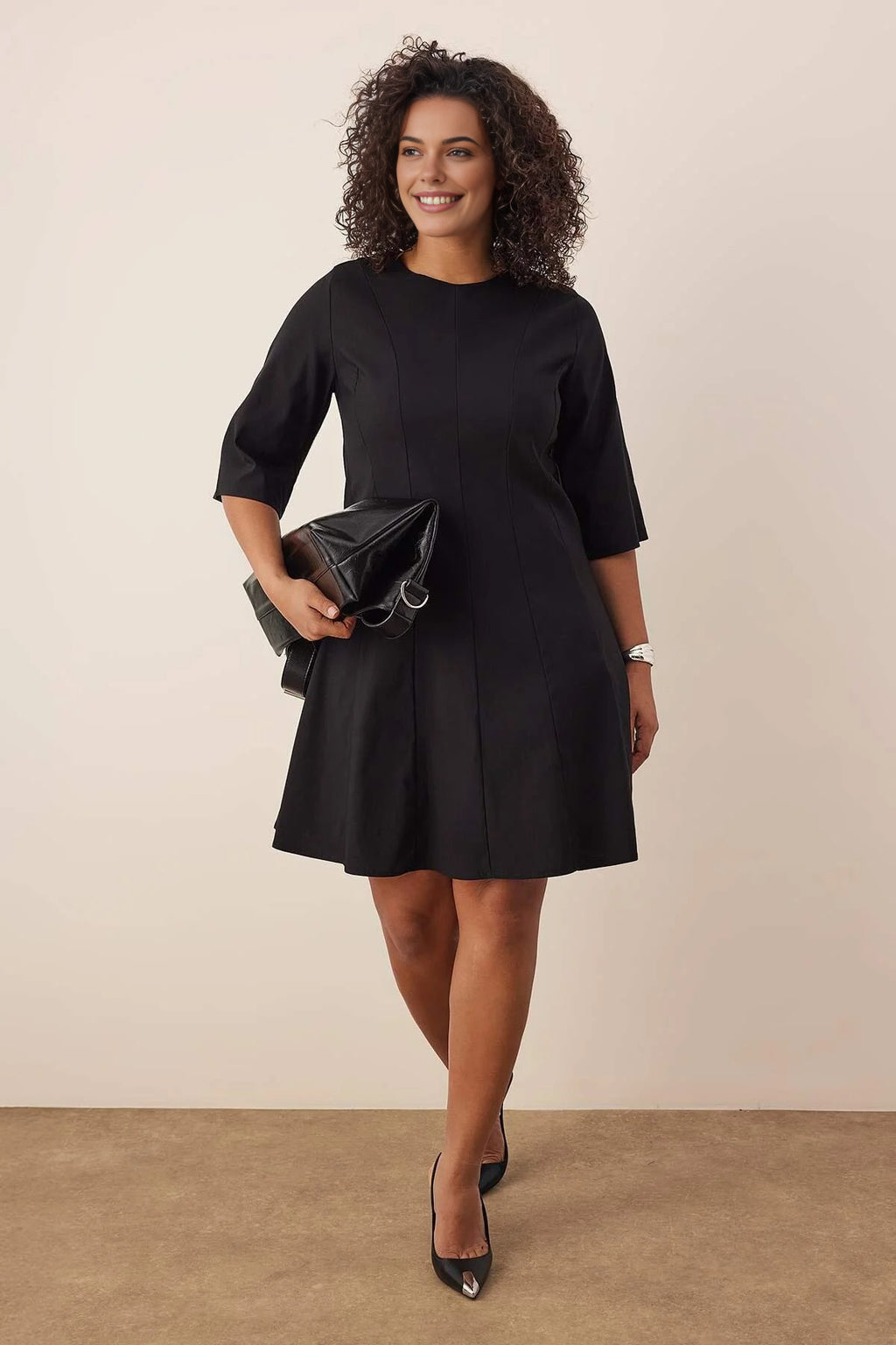 Truvakar Sleeve Mini Woven Plus Size Dress