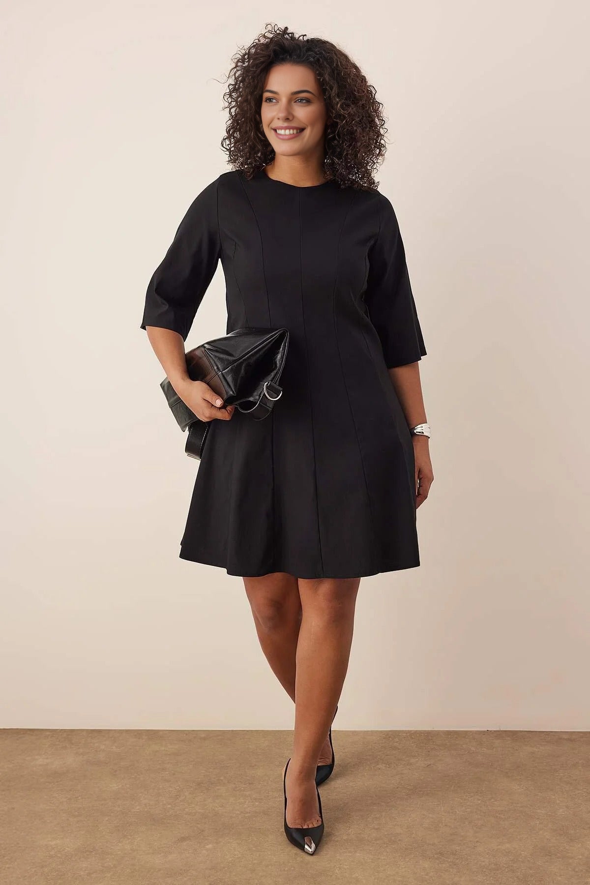 Truvakar Sleeve Mini Woven Plus Size Dress
