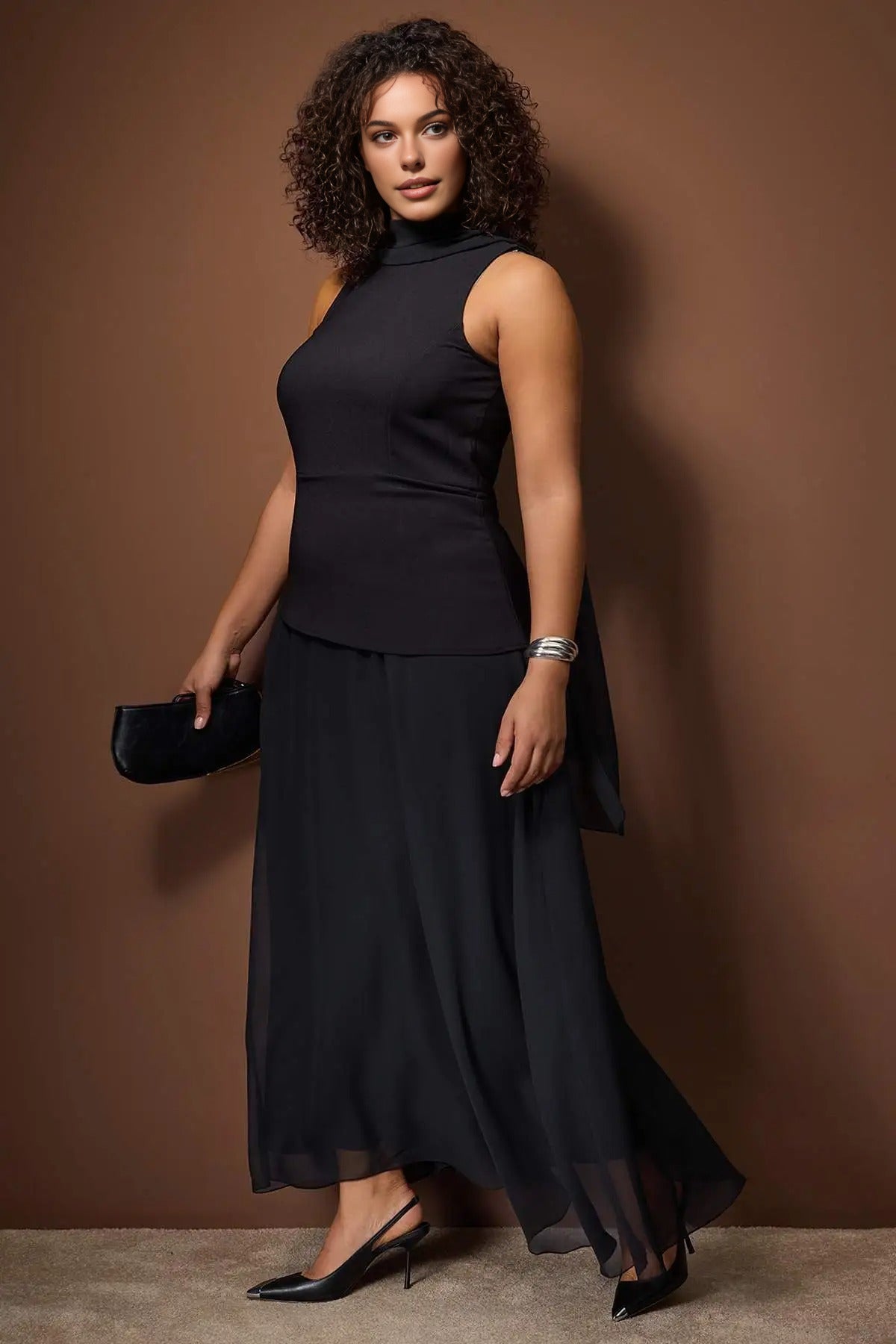 Chiffon Woven Plus Size Evening Dress