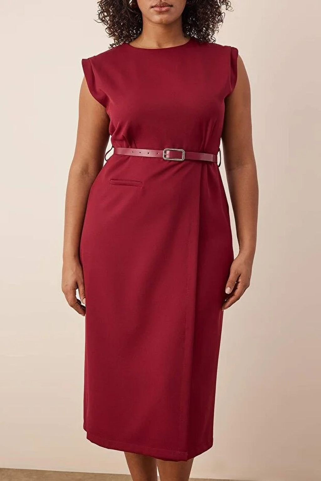 Sleeveless Woven Midi Plus Size Dress