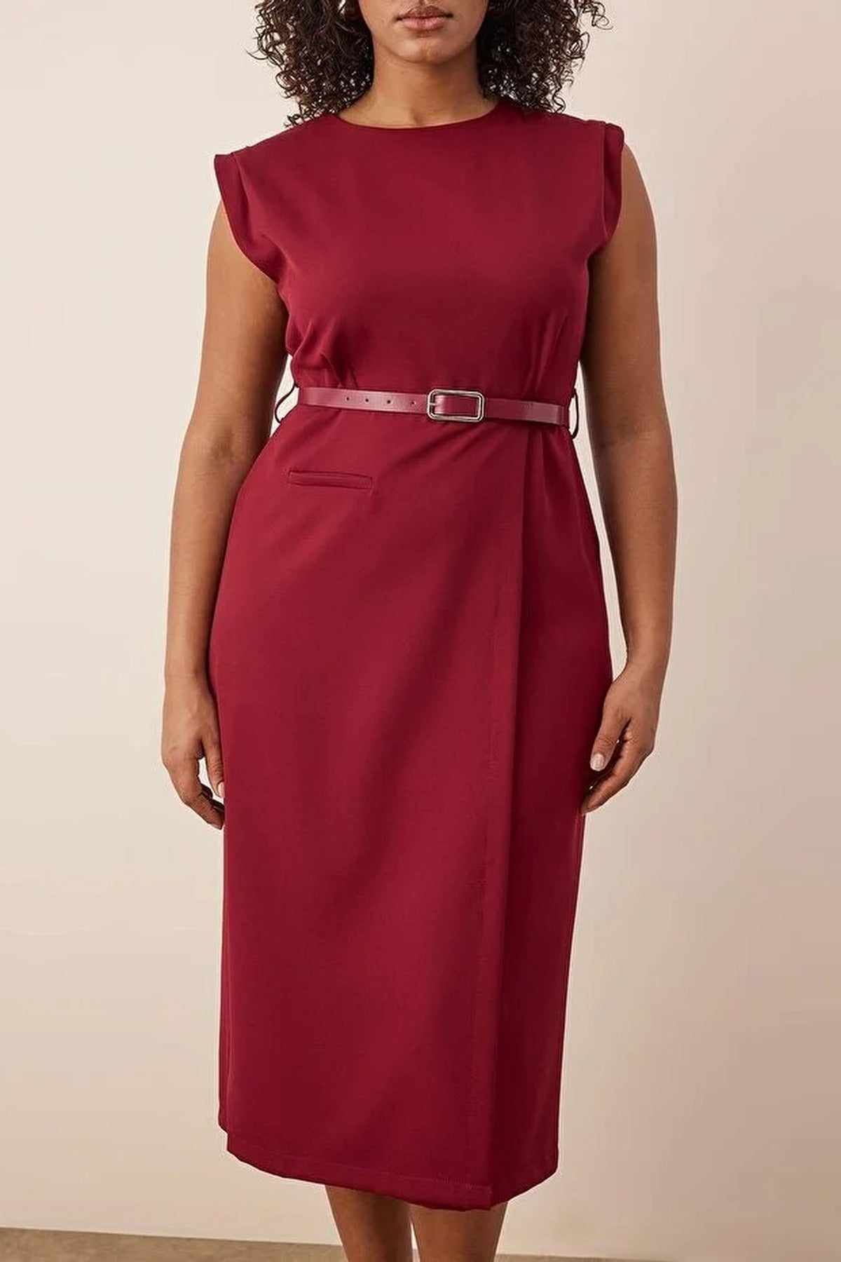 Sleeveless Woven Midi Plus Size Dress