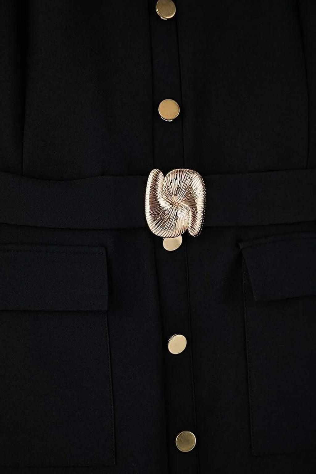 Belted Accessory Detail Midi Woven Dress