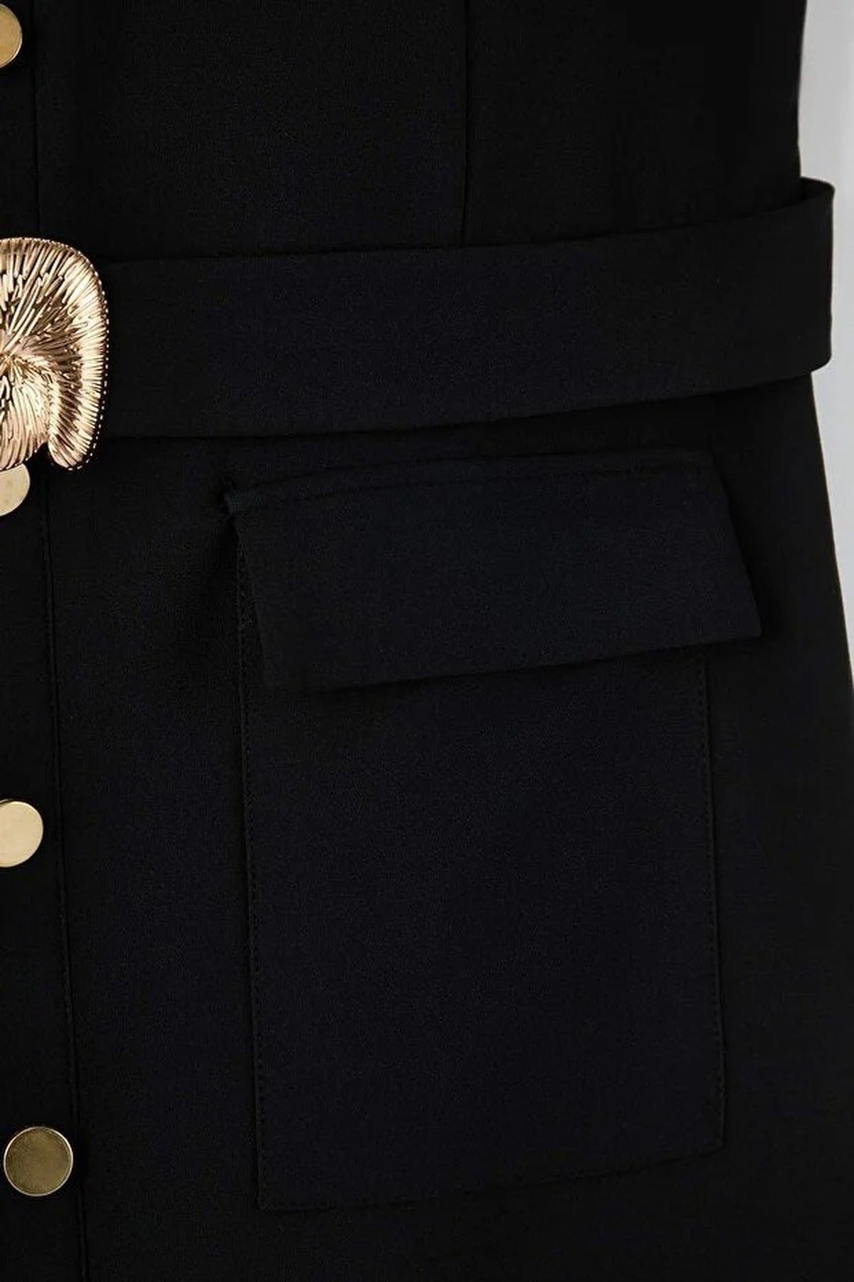 Belted Accessory Detail Midi Woven Dress