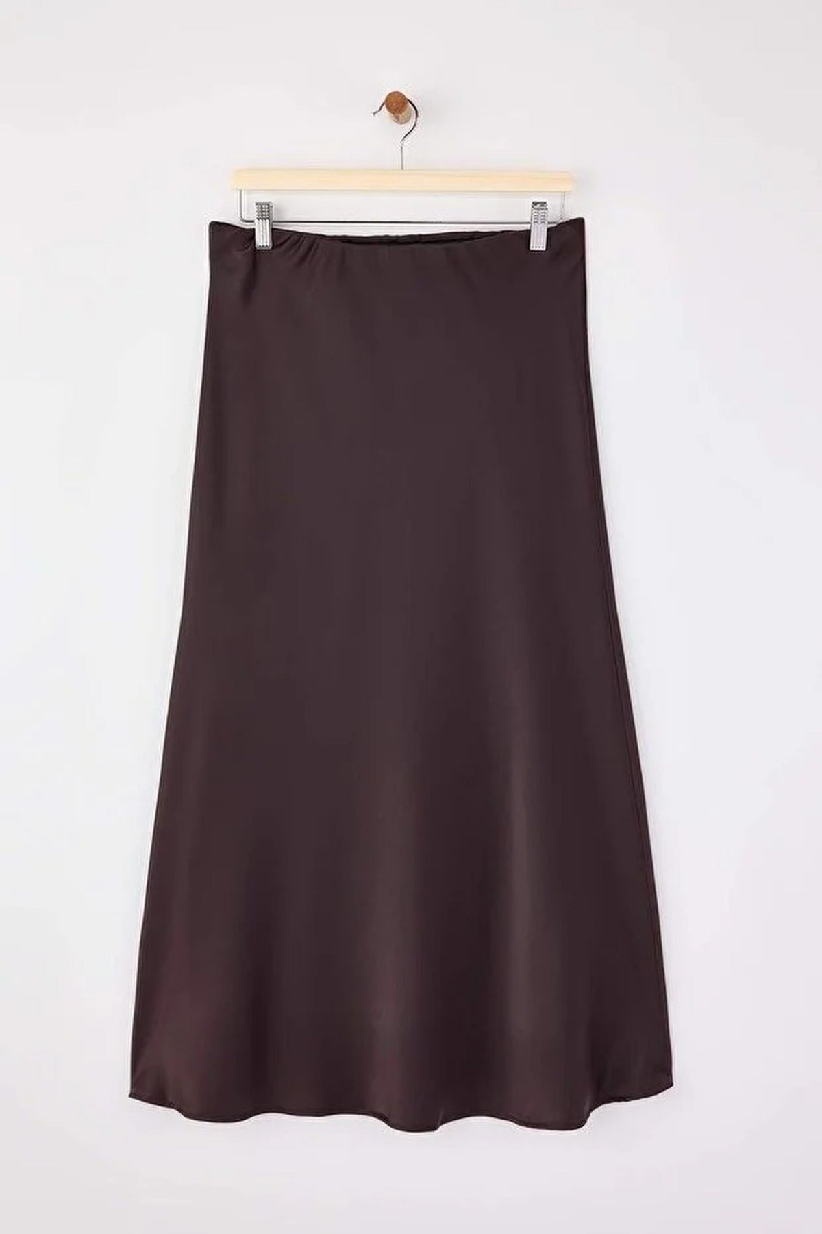 Midi Length Satin Woven Plus Size Skirt