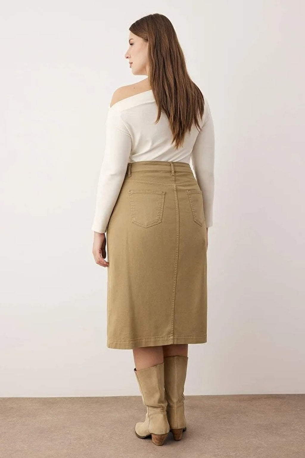 Cross Closure Denim Plus Size Skirt
