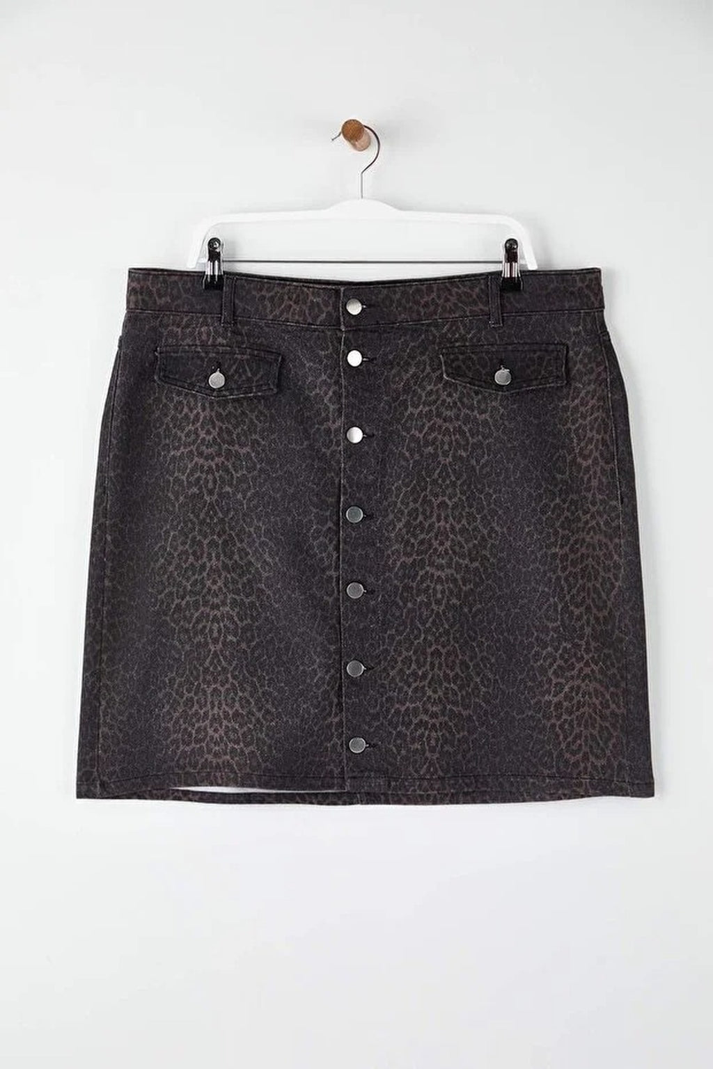 Animal Print Plus Size Denim Skirt