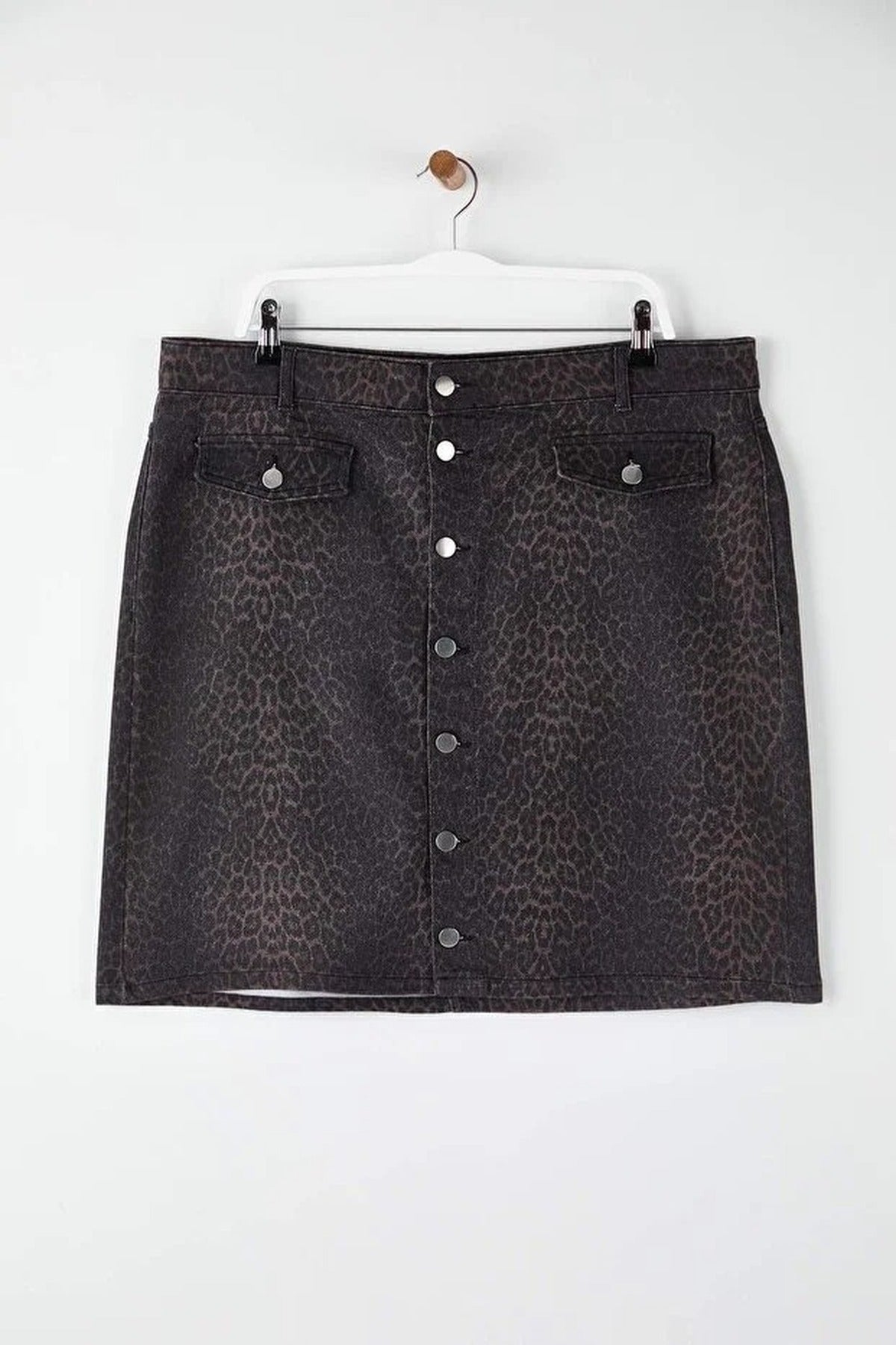 Animal Print Plus Size Denim Skirt