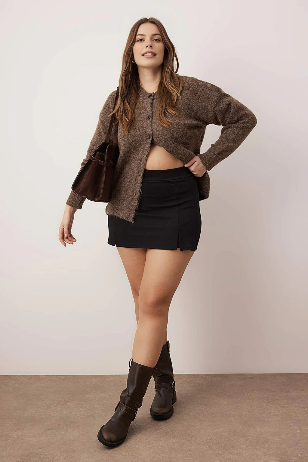 Slit Knitted Plus Size Skirt