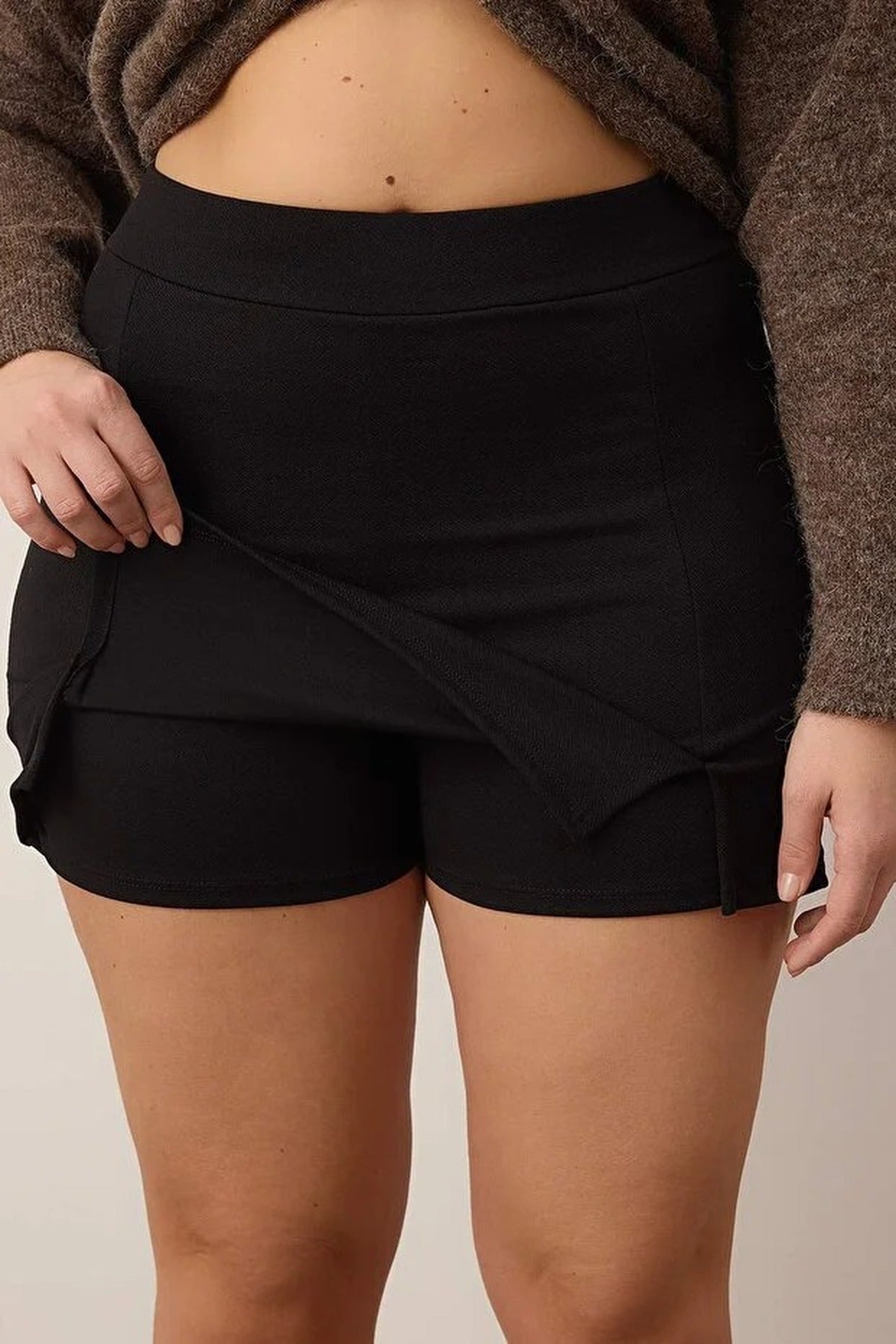 Slit Knitted Plus Size Skirt