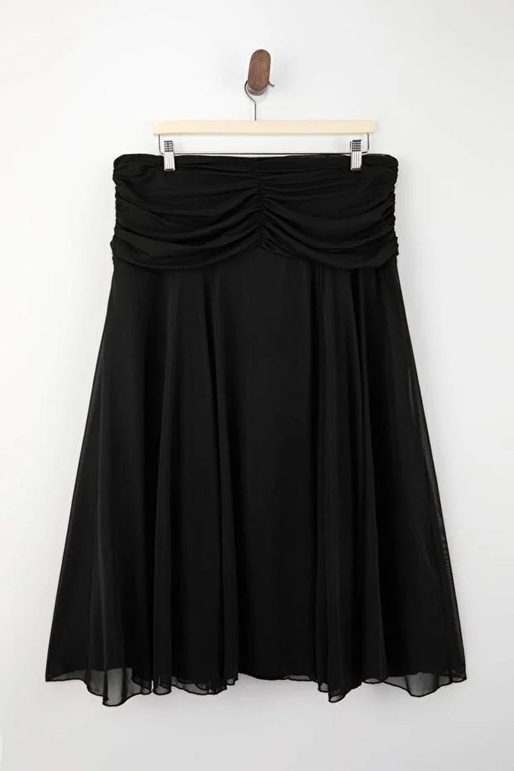 Draped Boho Chic Printed Tulle Stretch Knit Skirt