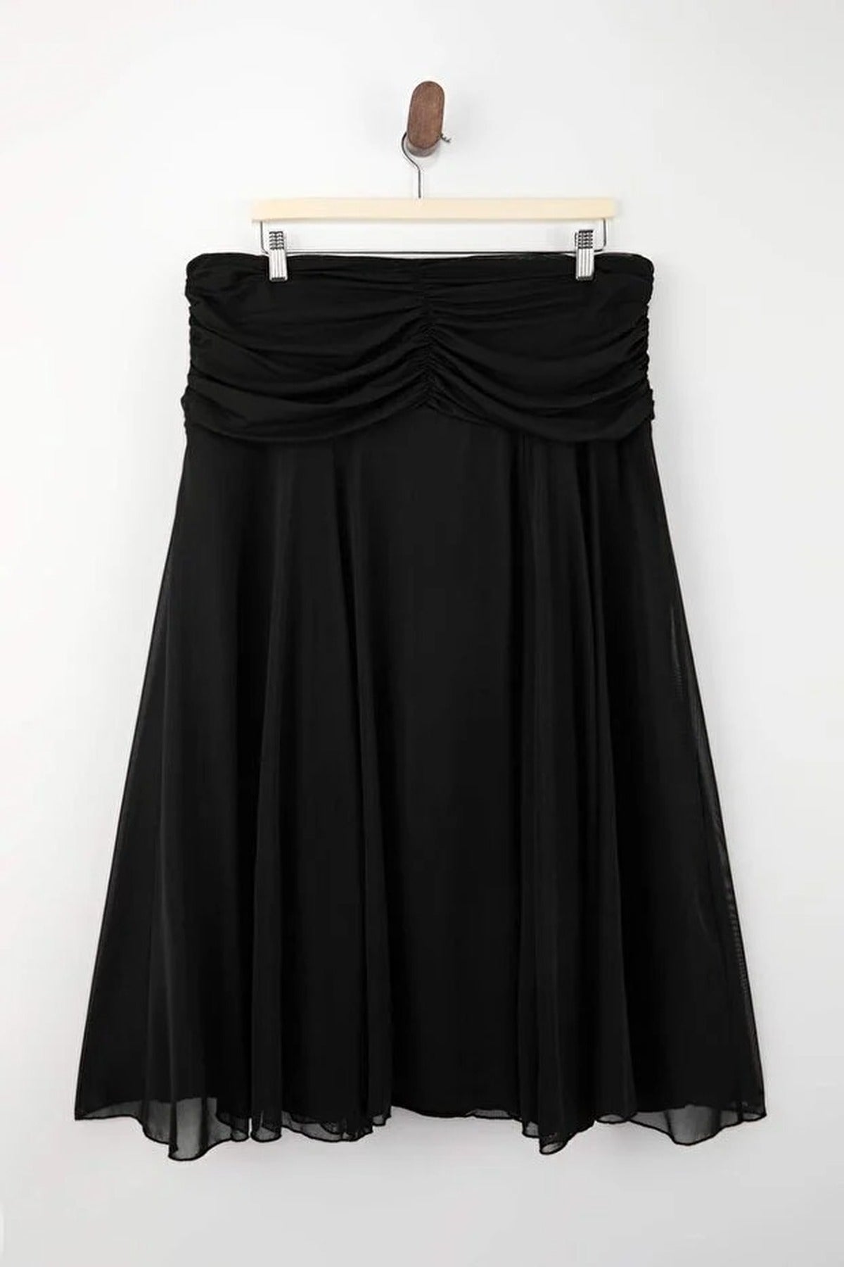 Draped Boho Chic Printed Tulle Stretch Knit Skirt