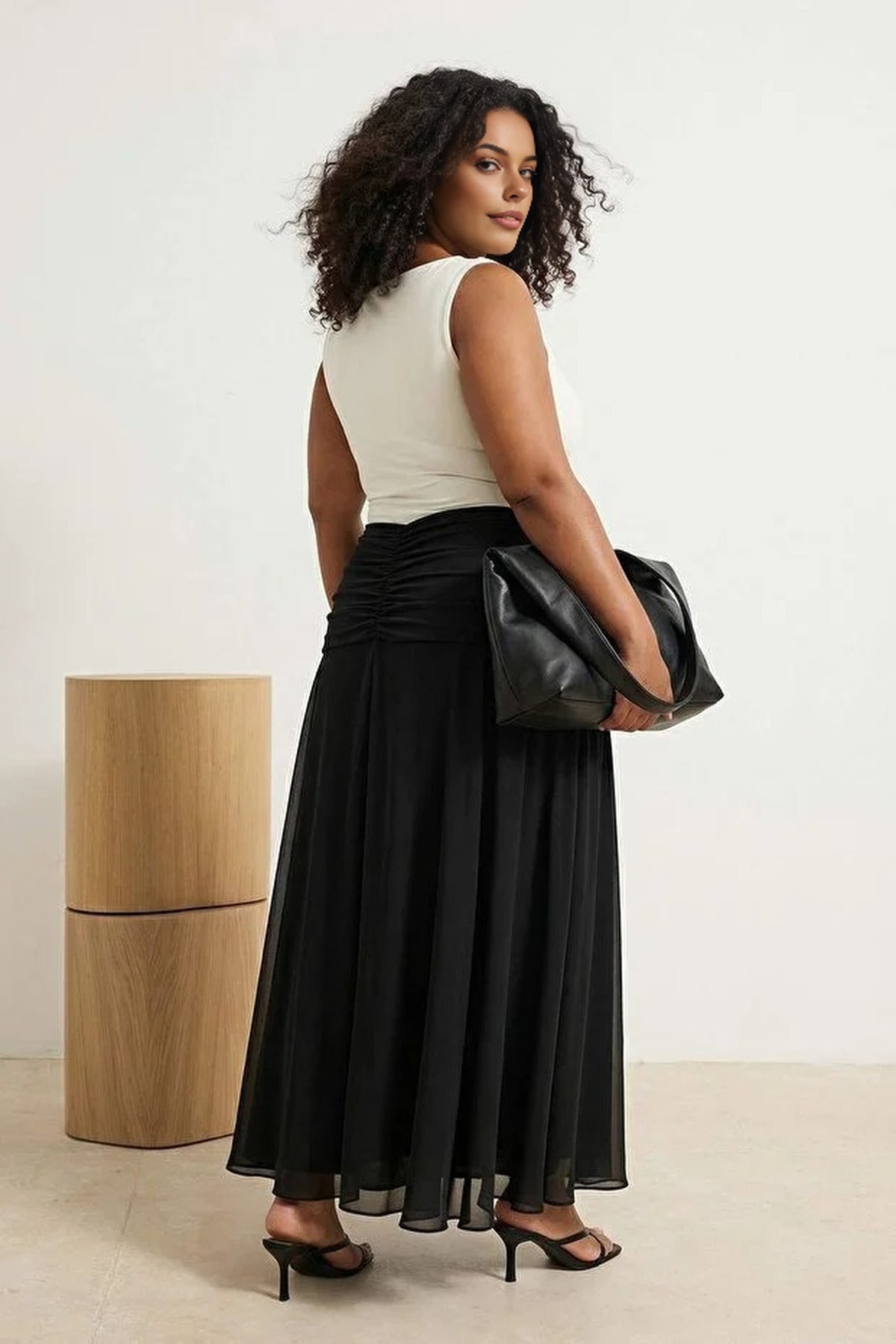 Draped Boho Chic Printed Tulle Stretch Knit Skirt