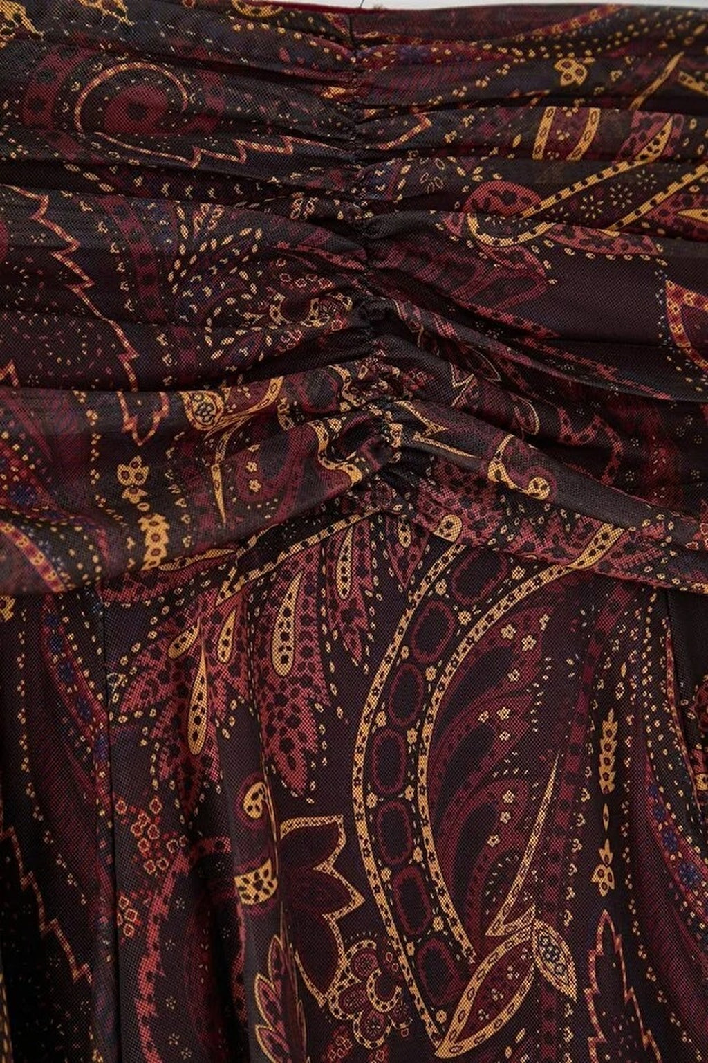 Draped Boho Chic Printed Tulle Stretch Knit Skirt