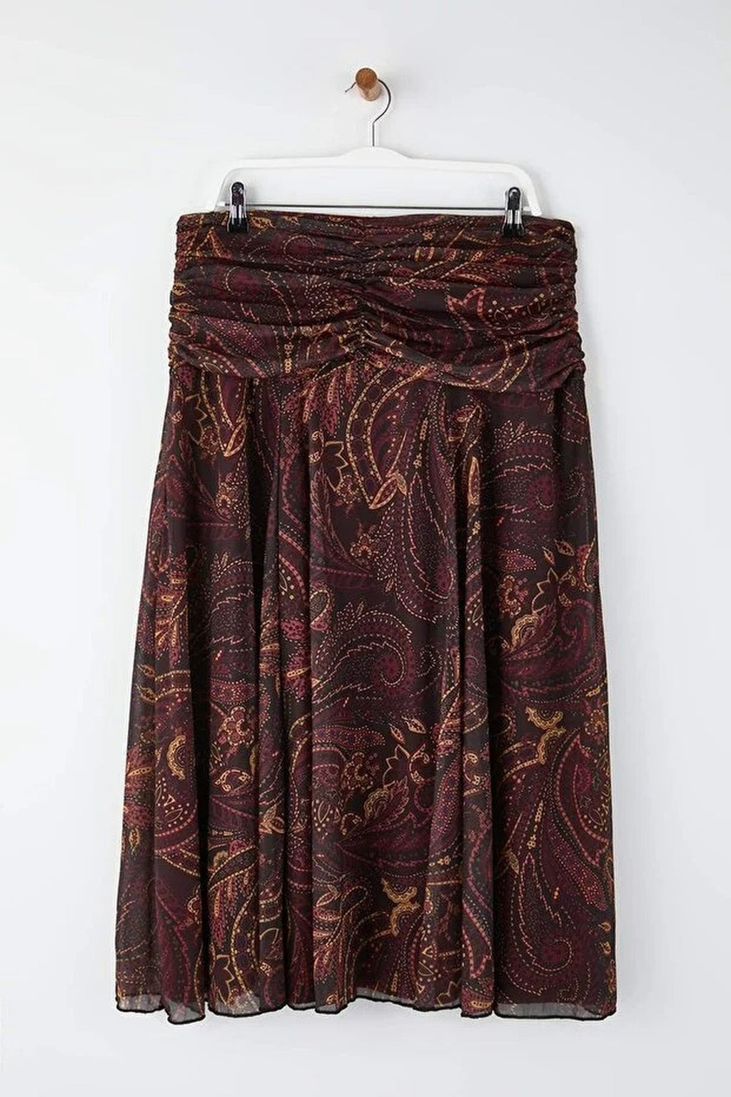 Draped Boho Chic Printed Tulle Stretch Knit Skirt
