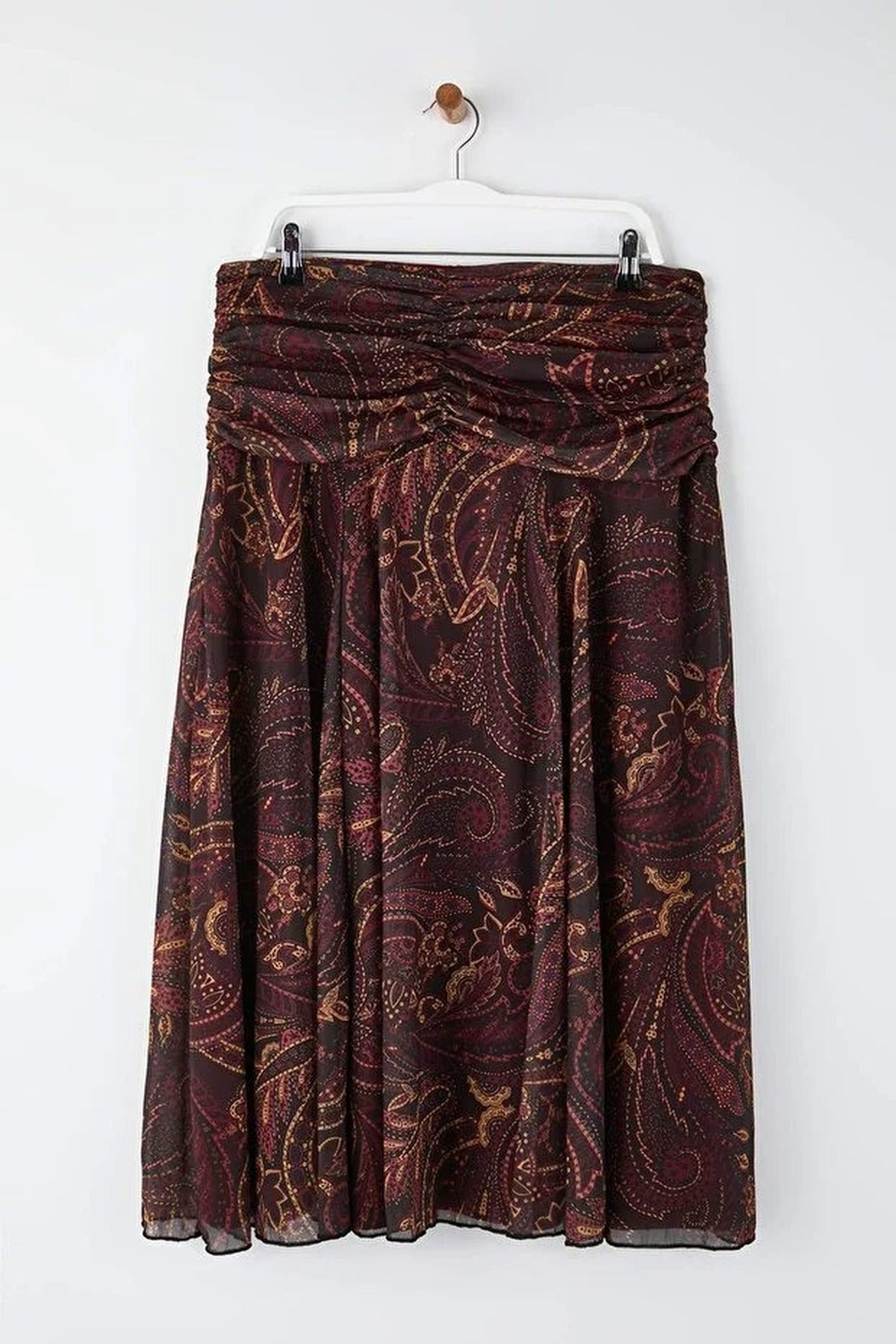 Draped Boho Chic Printed Tulle Stretch Knit Skirt