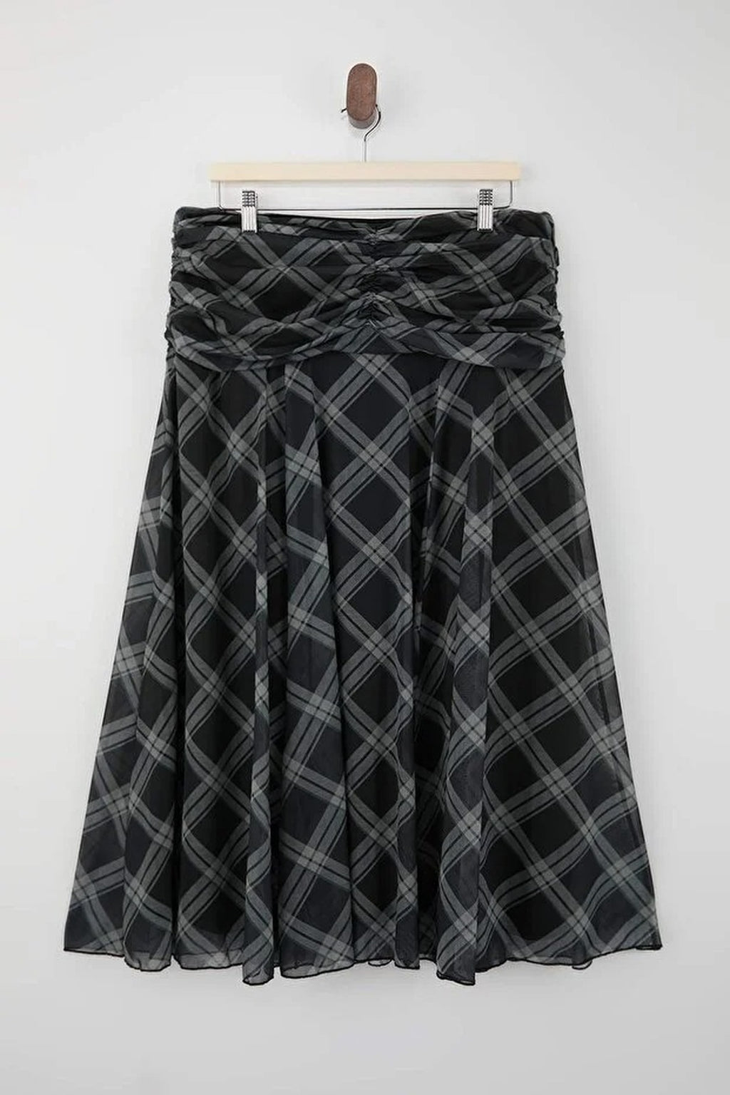 Draped Boho Chic Printed Tulle Stretch Knit Skirt