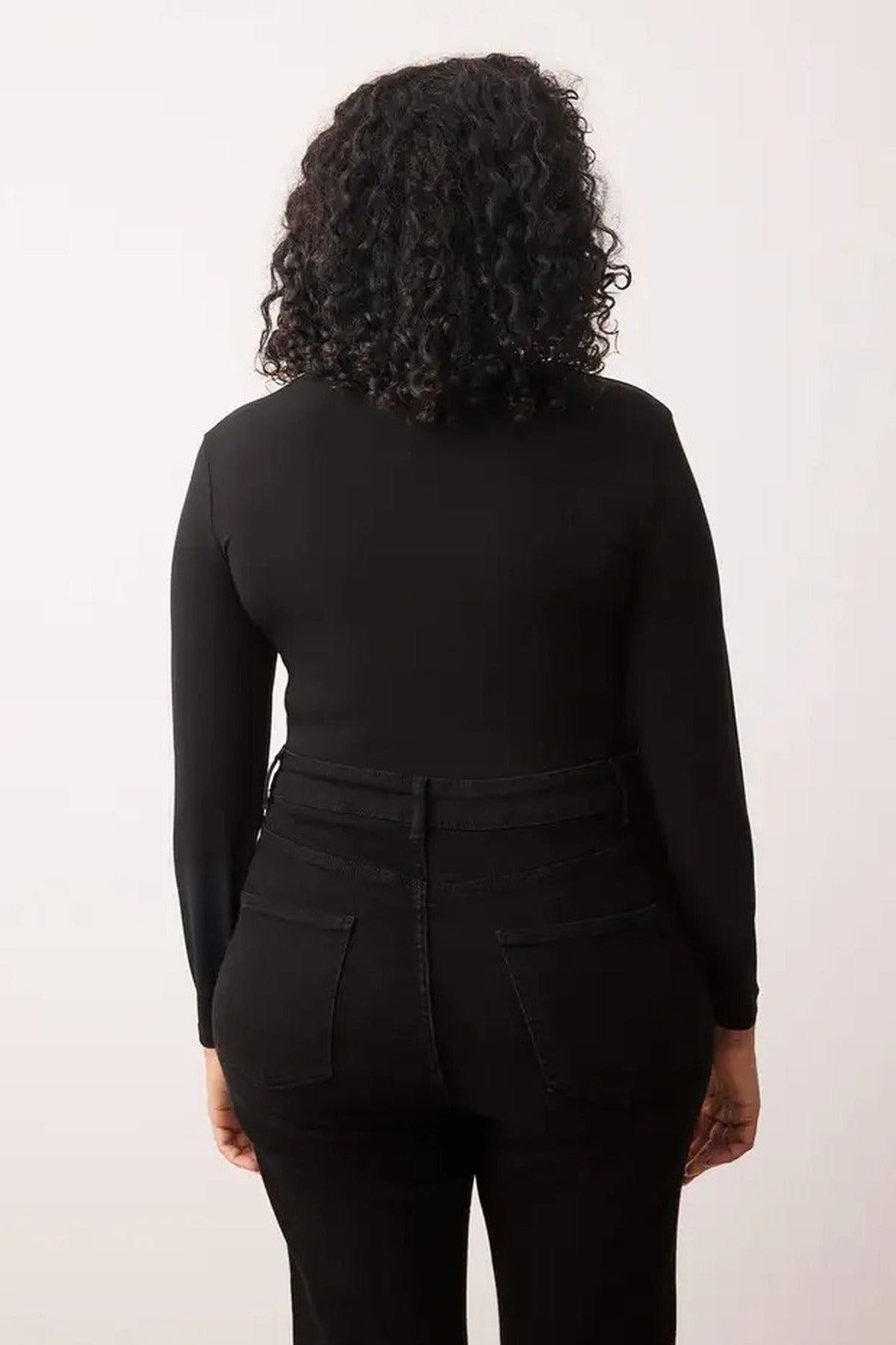 V-Neck Knitted Plus Size Bodysuit with Lace Detail and Snap Button Closure
