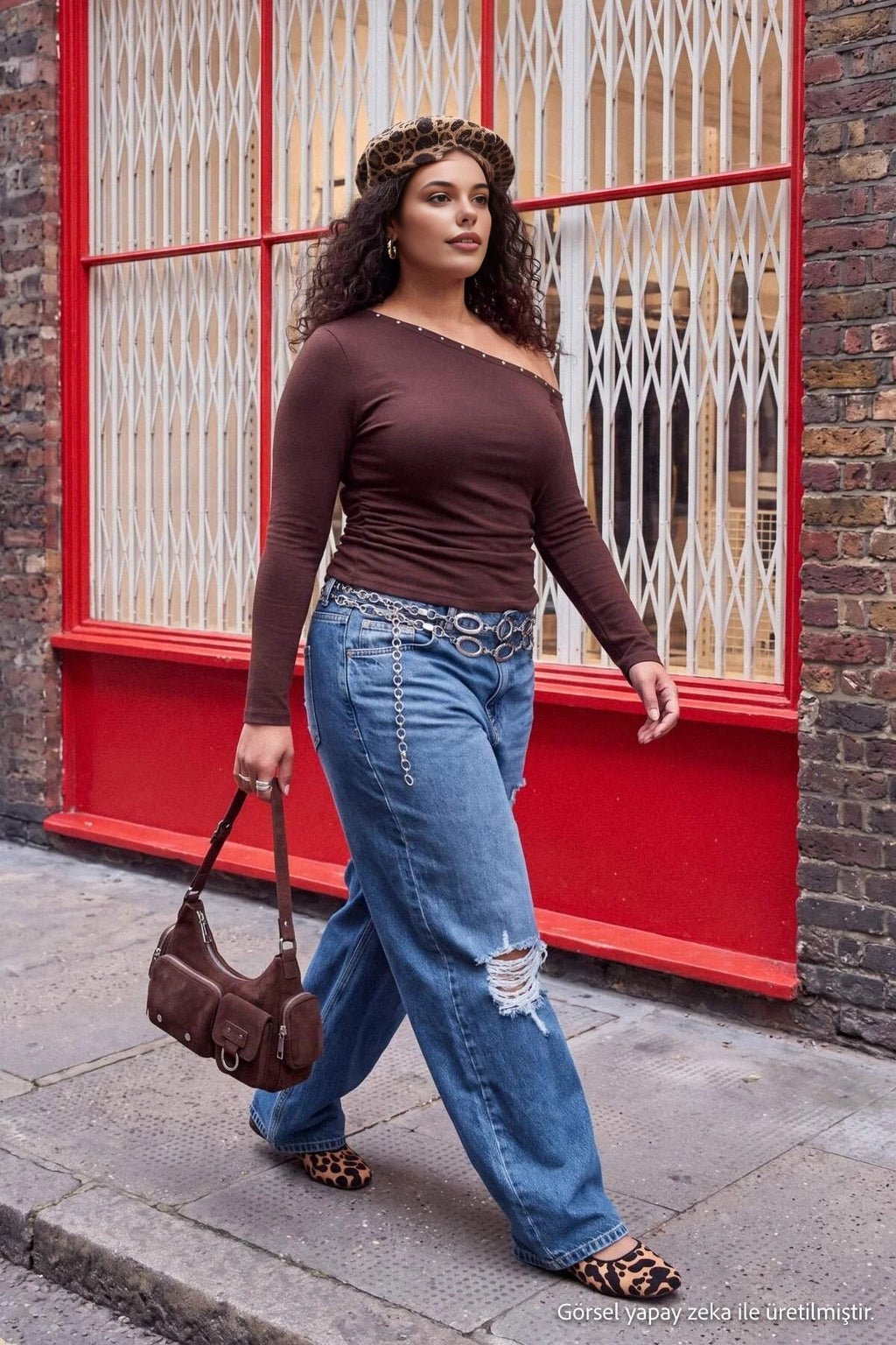 Asymmetric Neck Long Sleeve Fitted Blouse