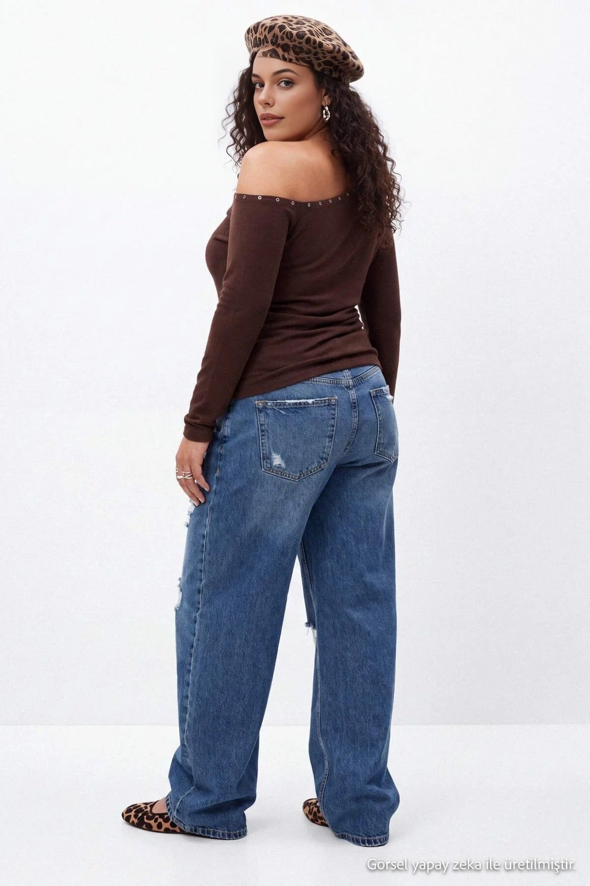 Asymmetric Neck Long Sleeve Fitted Blouse