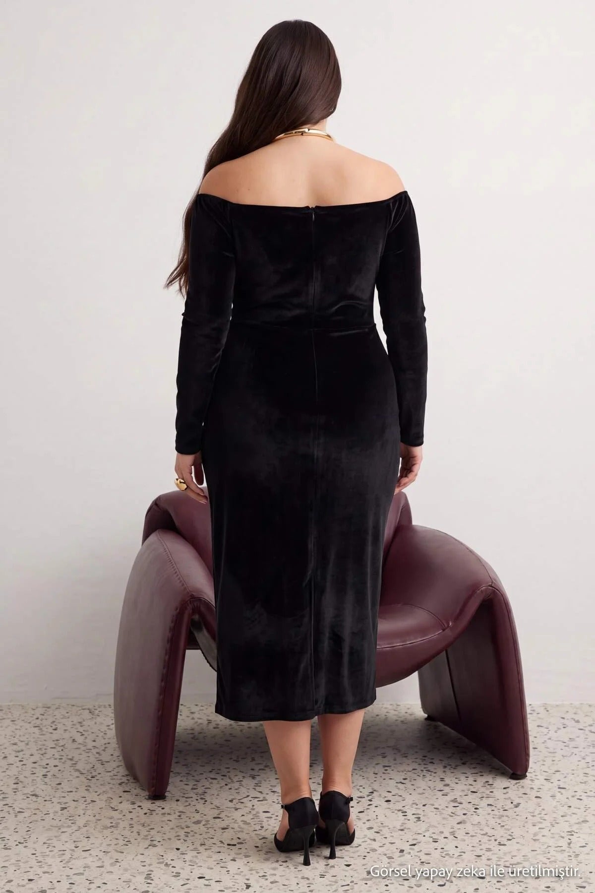Carmen Neckline Ruched Detail Bodycon Midi Dress