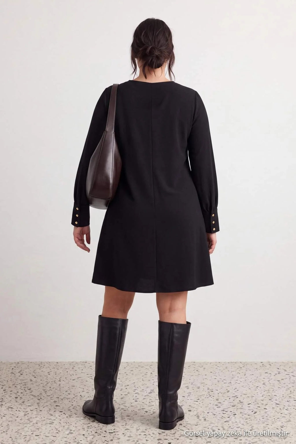 Long Sleeve Round Neck Mini Shift Dress