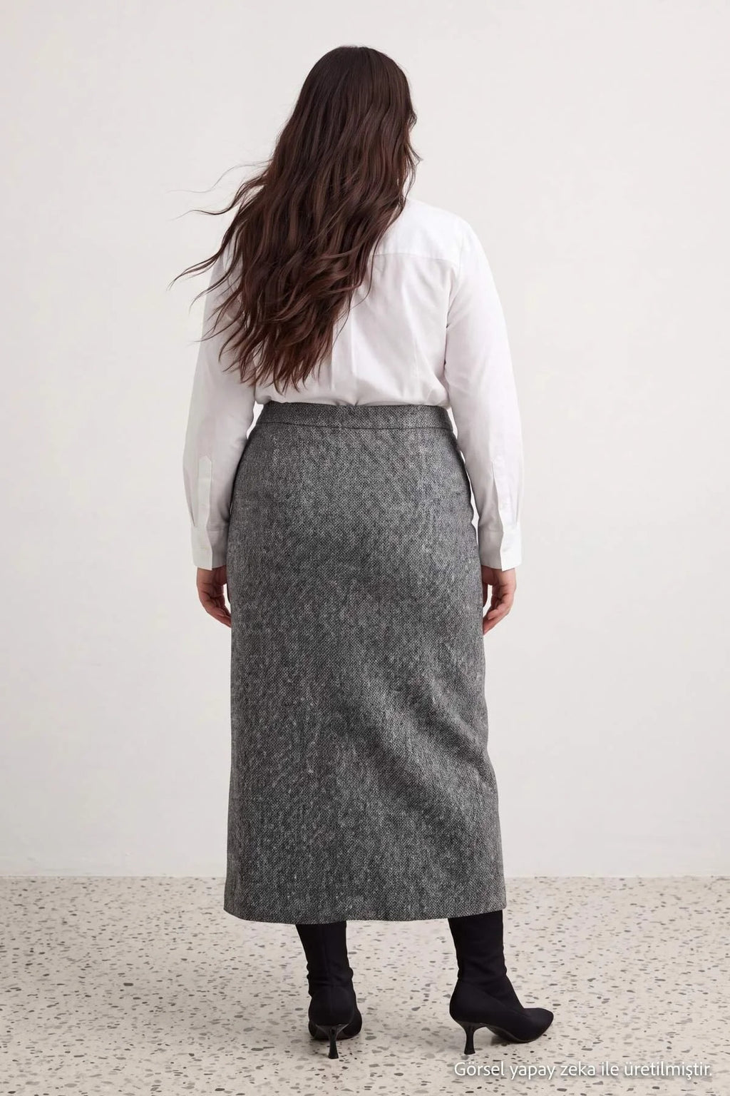 Button Front Pocket Detail Midi Skirt