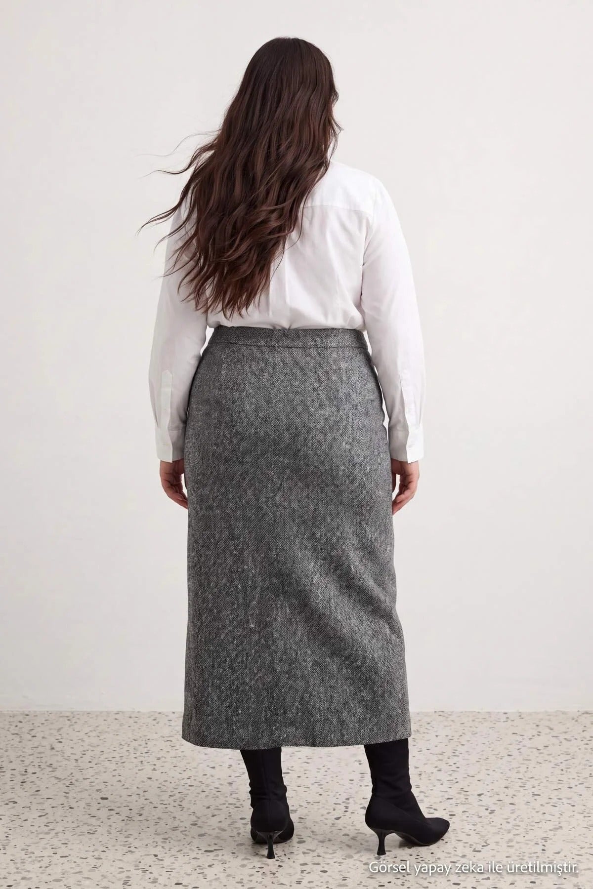Button Front Pocket Detail Midi Skirt