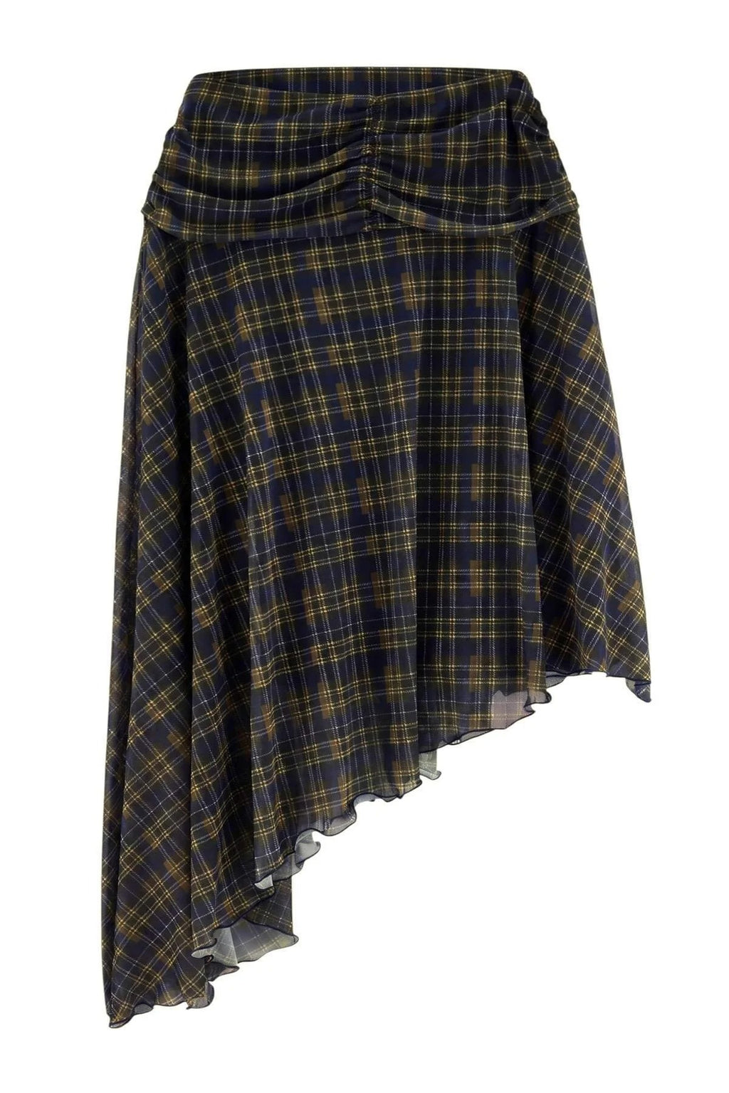 High Waist Asymmetric Mesh Maxi Skirt