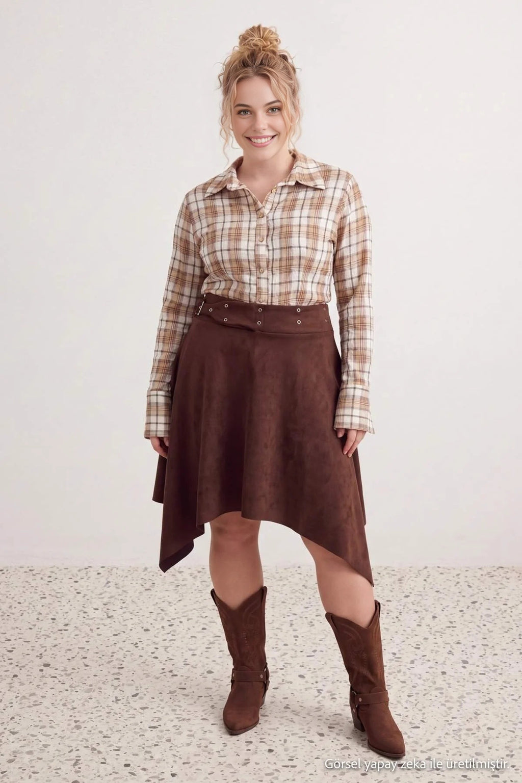 Eyelet Detail Mini Asymmetric Skirt