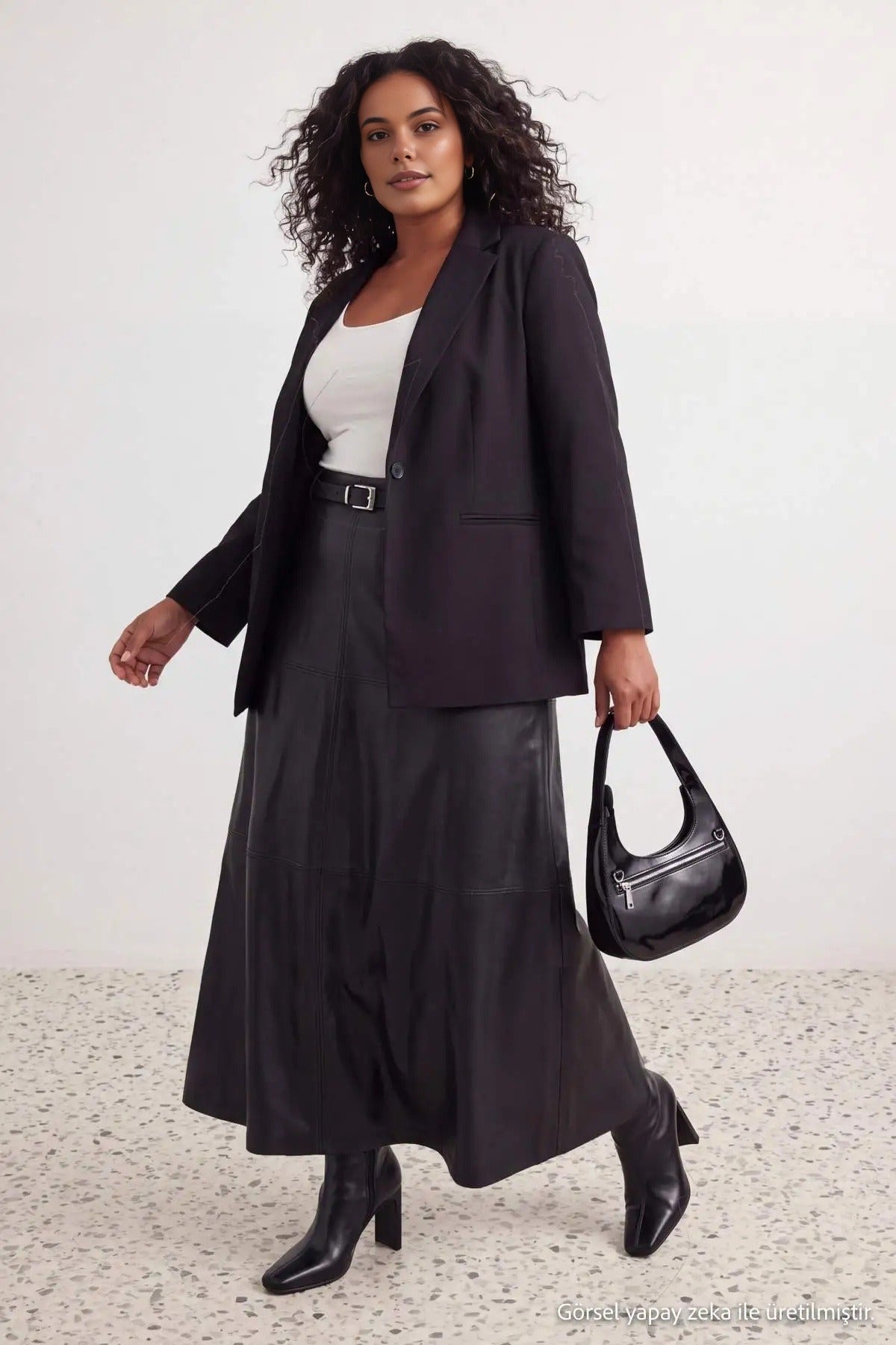 High Waist A-Line Faux Leather Maxi Skirt