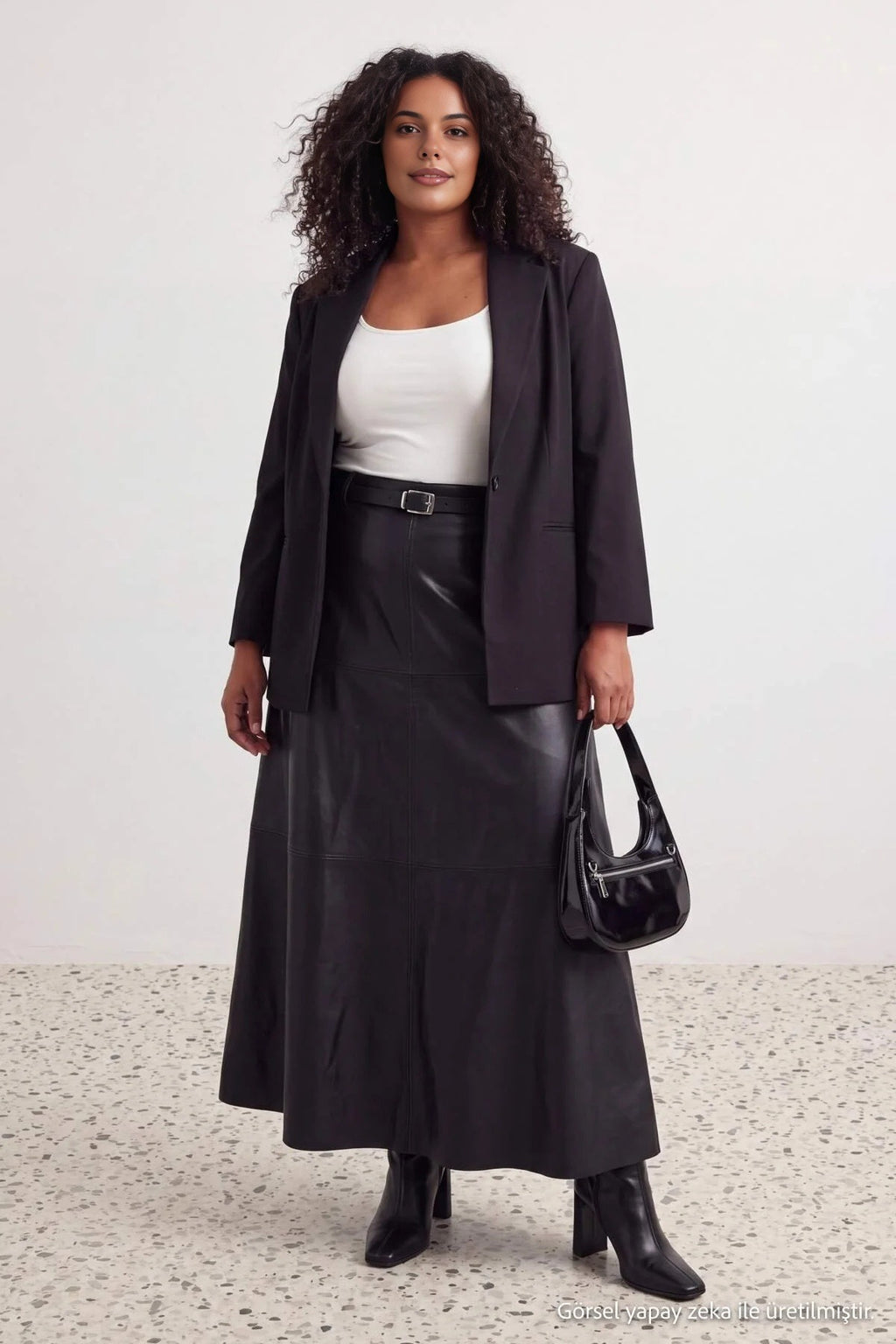 High Waist A-Line Faux Leather Maxi Skirt