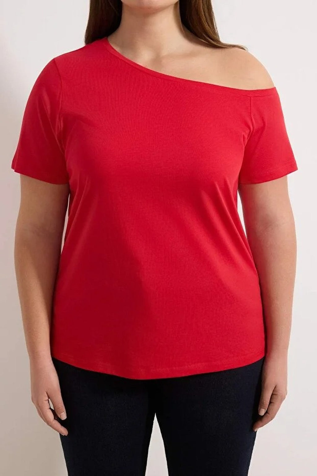 Off-Shoulder Detail 100% Cotton Knitted Blouse