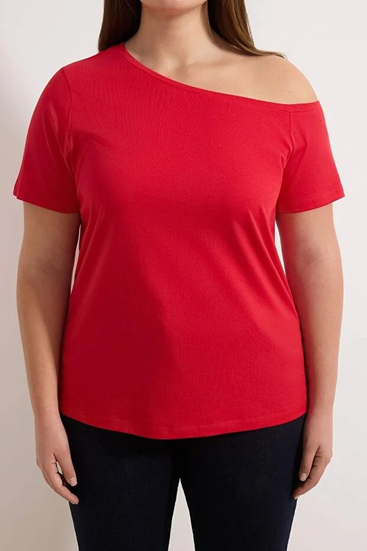Off-Shoulder Detail 100% Cotton Knitted Blouse