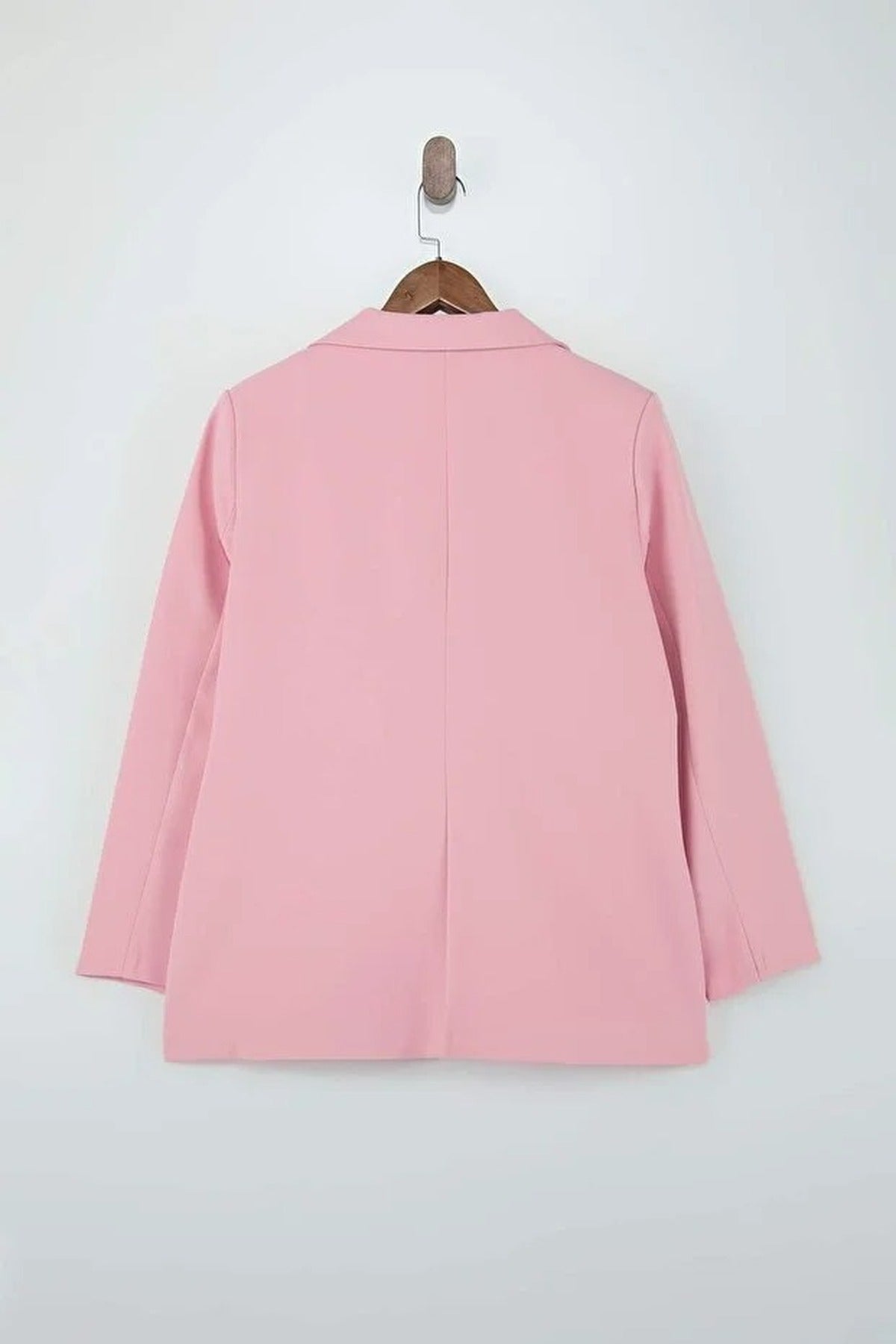 Double Closure Woven Blazer Plus Size Jacket