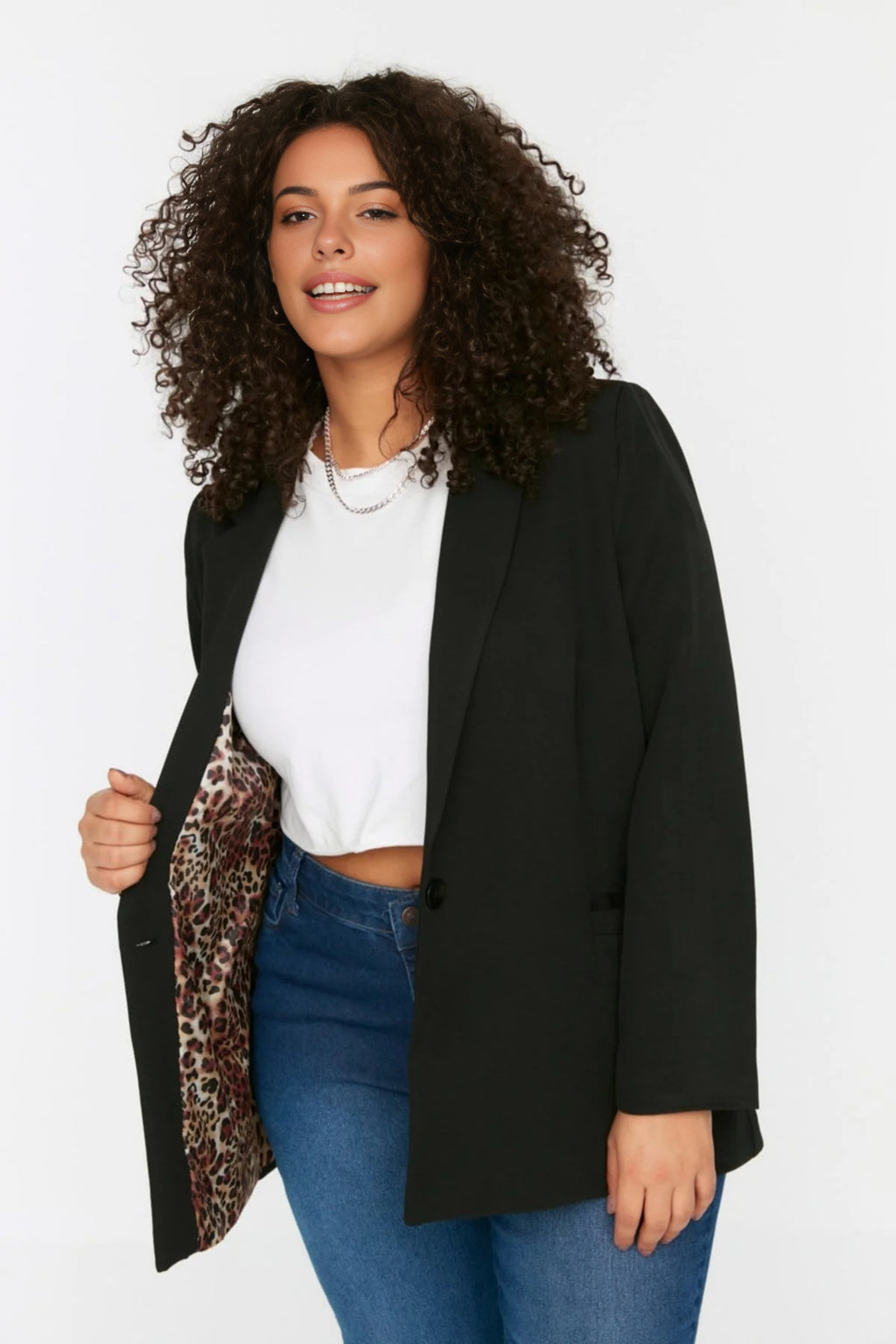 Plaid Lined Woven Plus Size Jacket